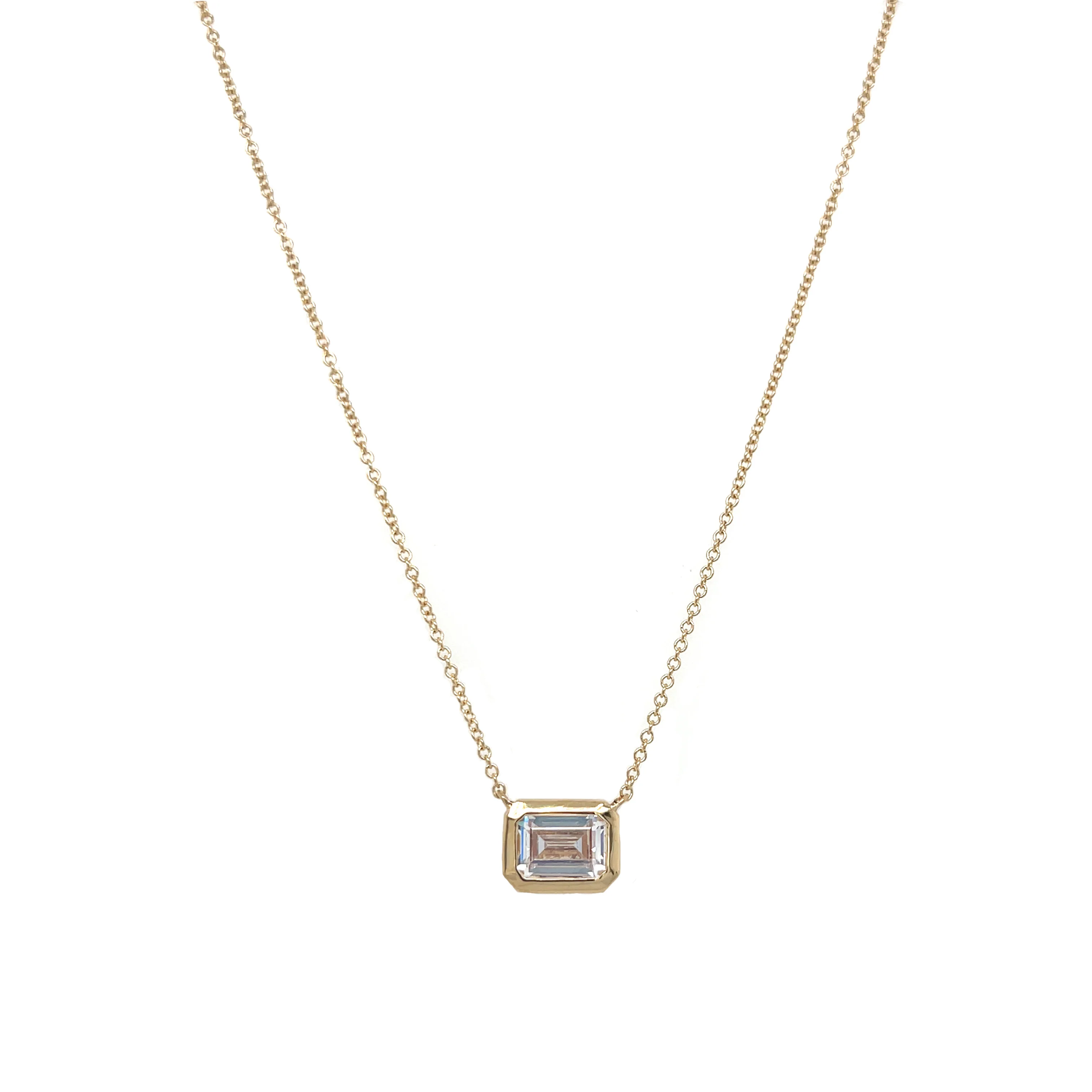 Emerald Cut Solitaire Necklace