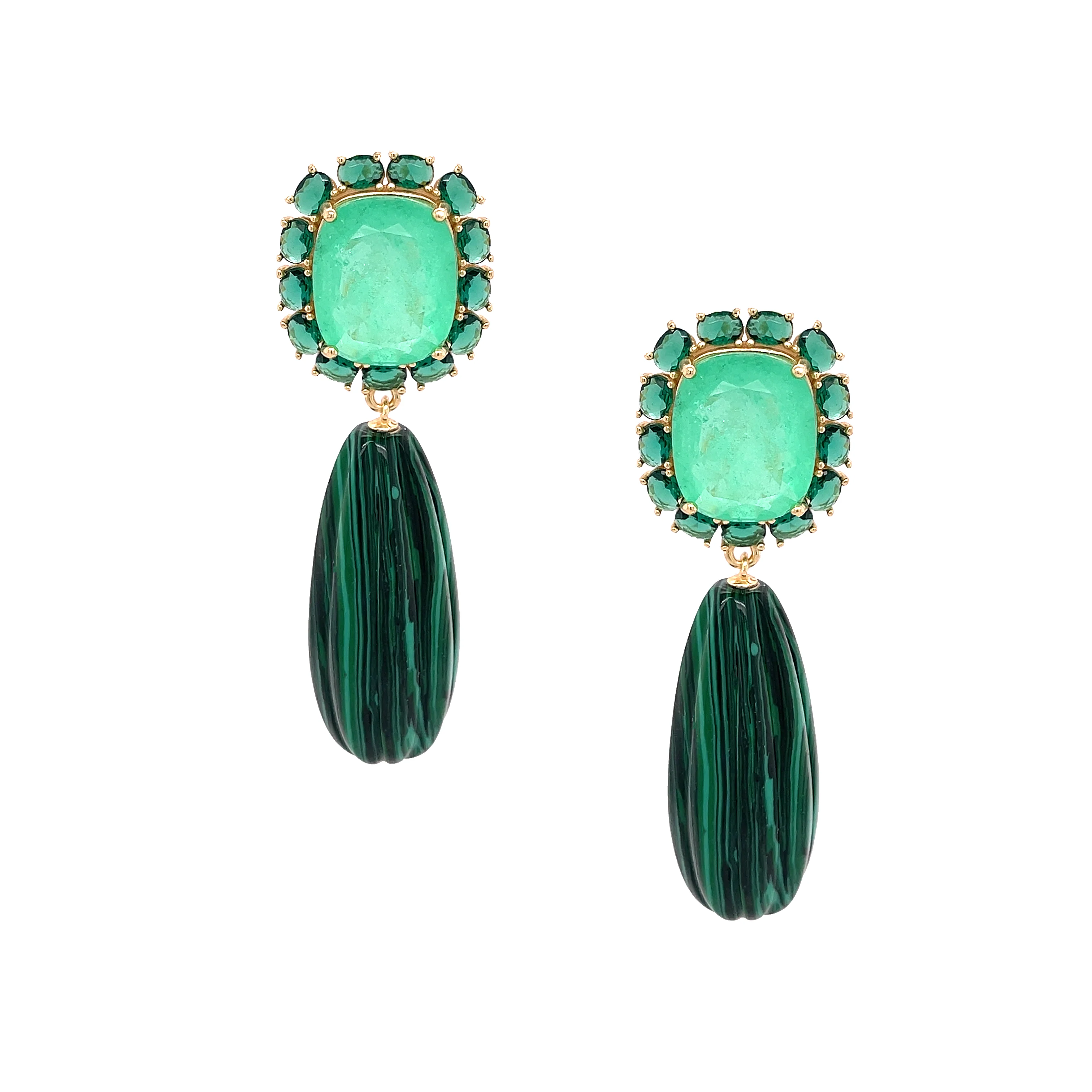 Faux Malachite Drop Earrings
