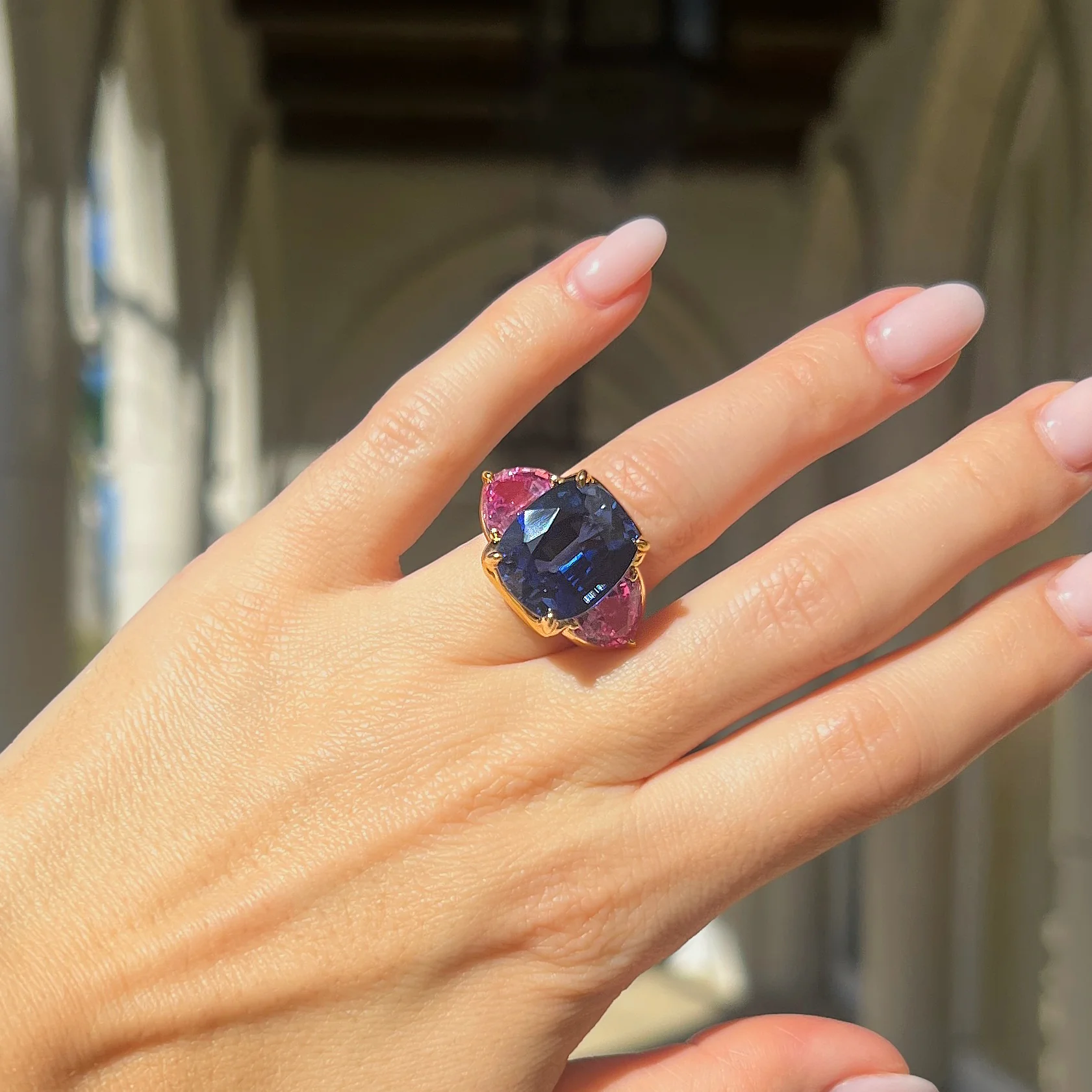 Faux Sapphire & Tourmaline Ring - Image 4