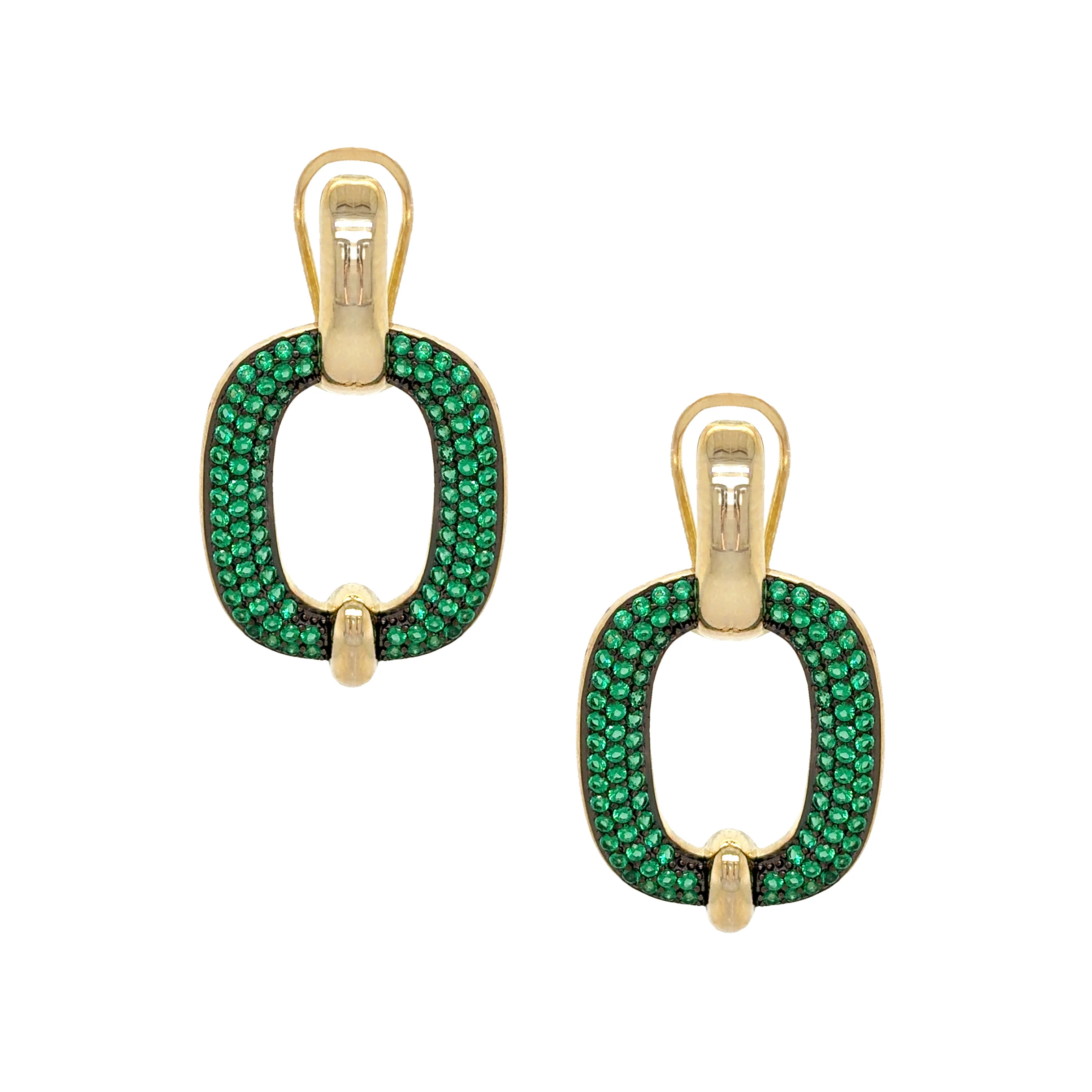 Green Open Oval Earrings