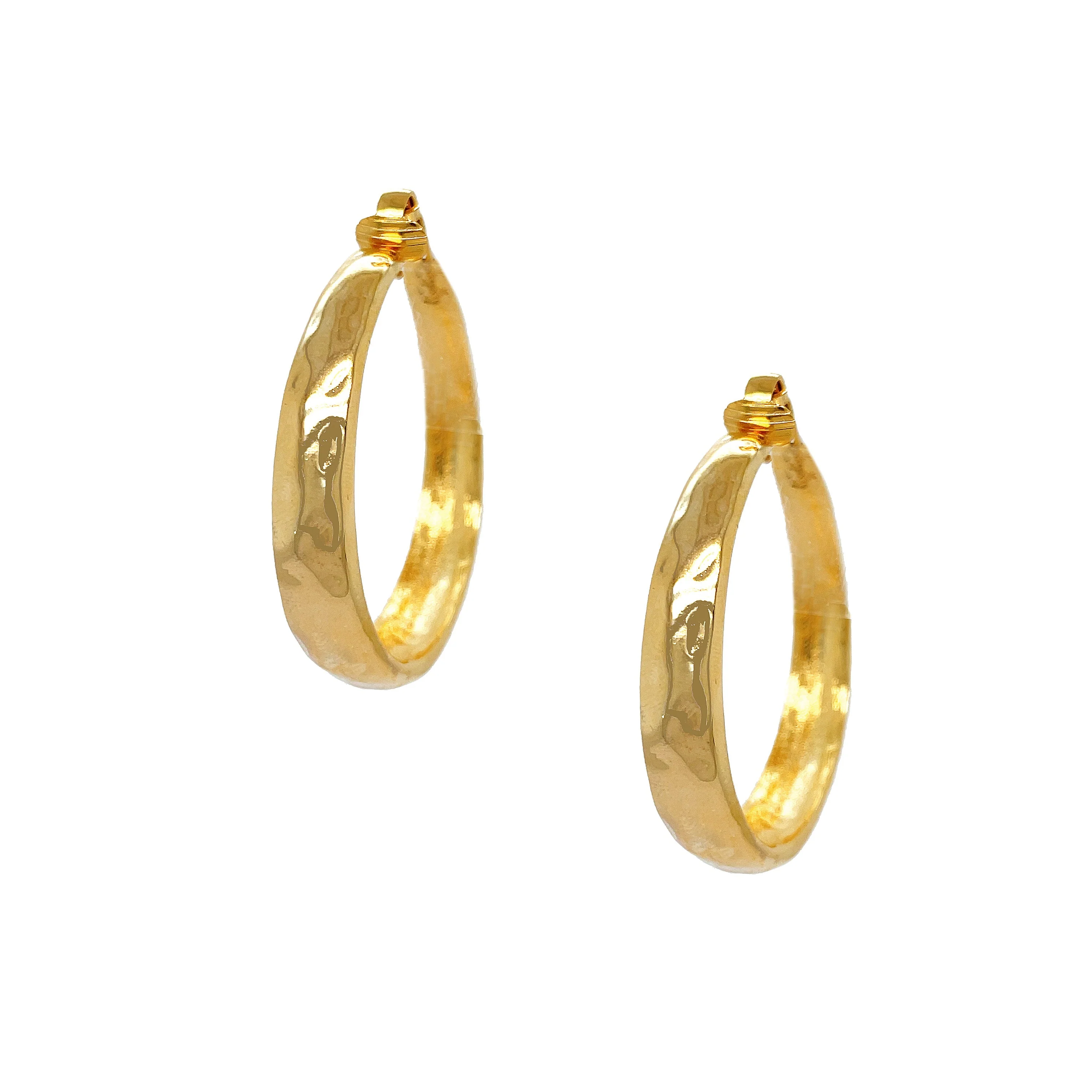 Hammered Hoop Clip On Earrings