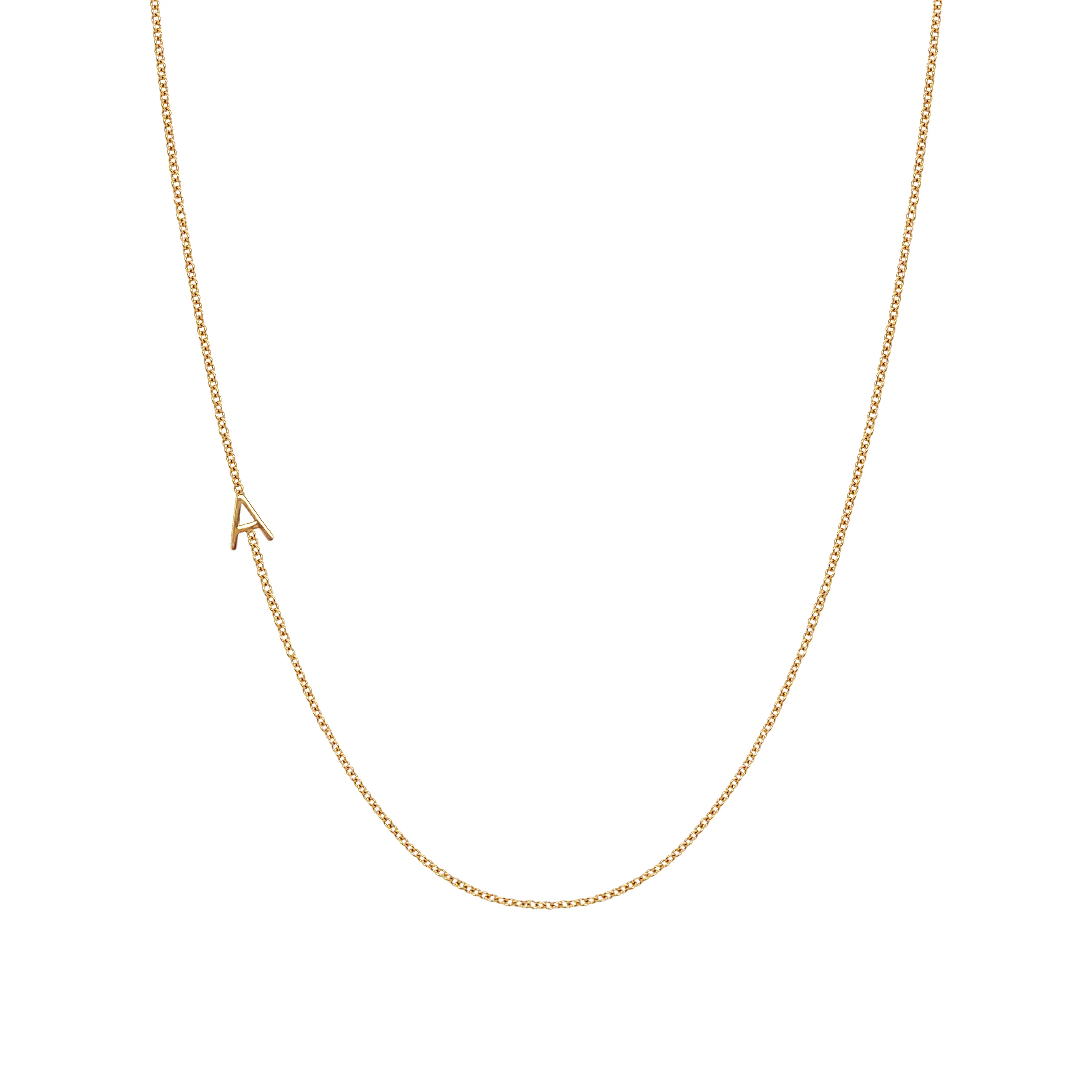 14K Mini Initial Necklace