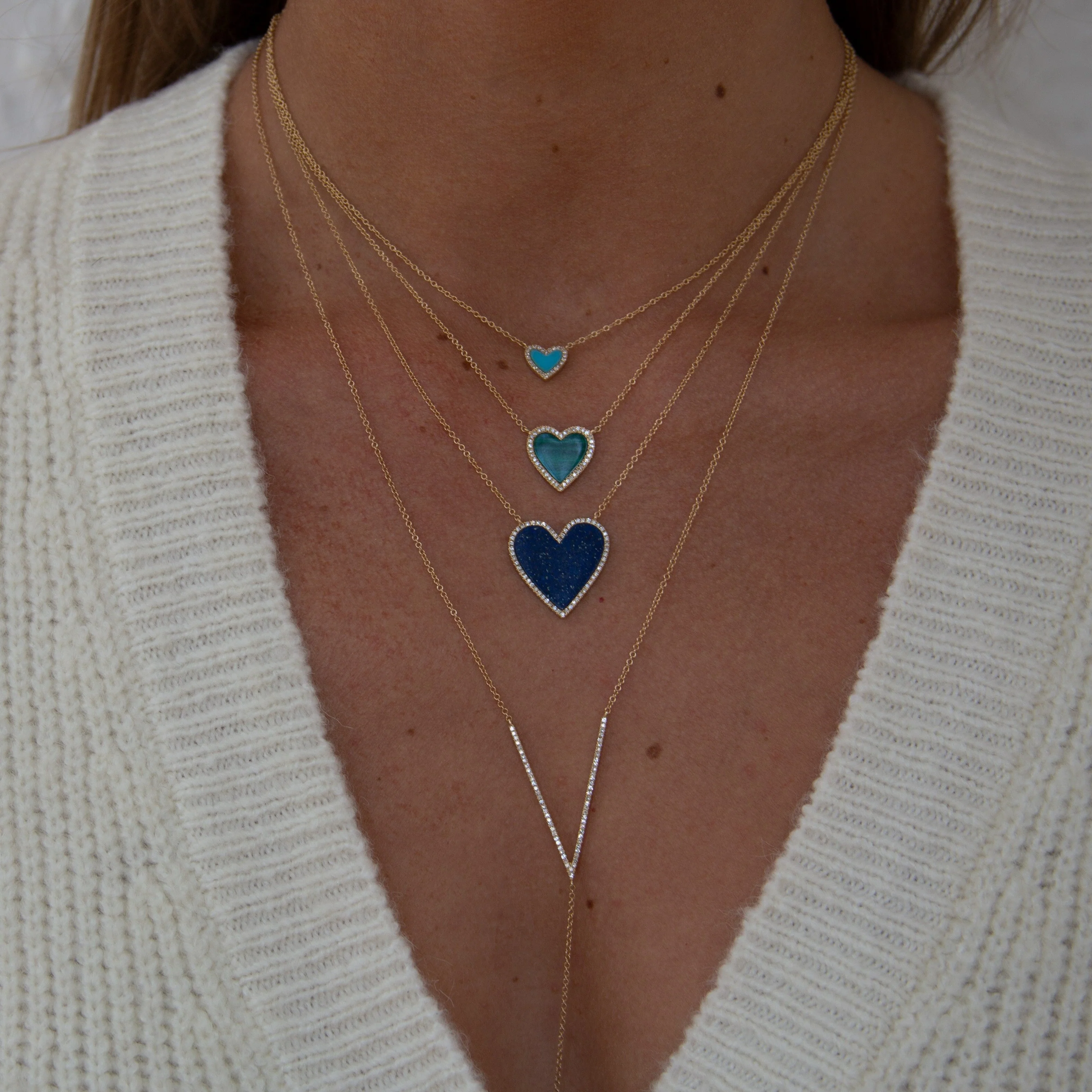 Lapis & Diamond Heart Necklace - Image 2