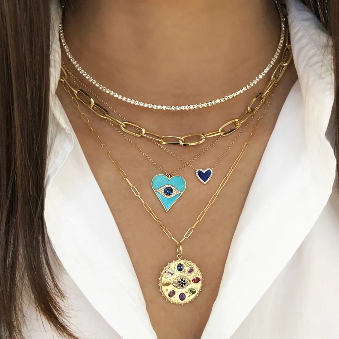 Diamond & Lapis Heart Necklace - Image 3