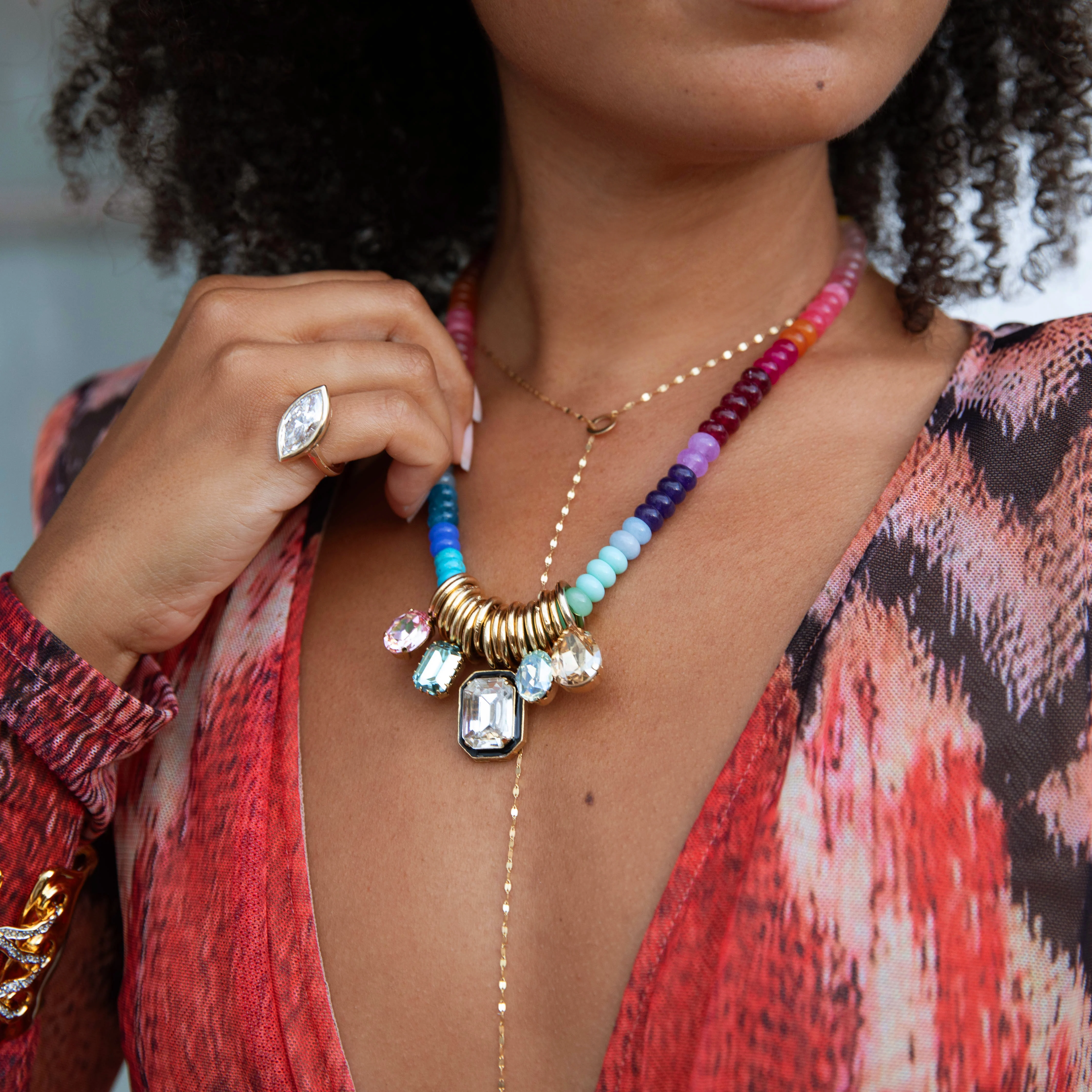 Multi Charm Beaded Necklace - Image 2