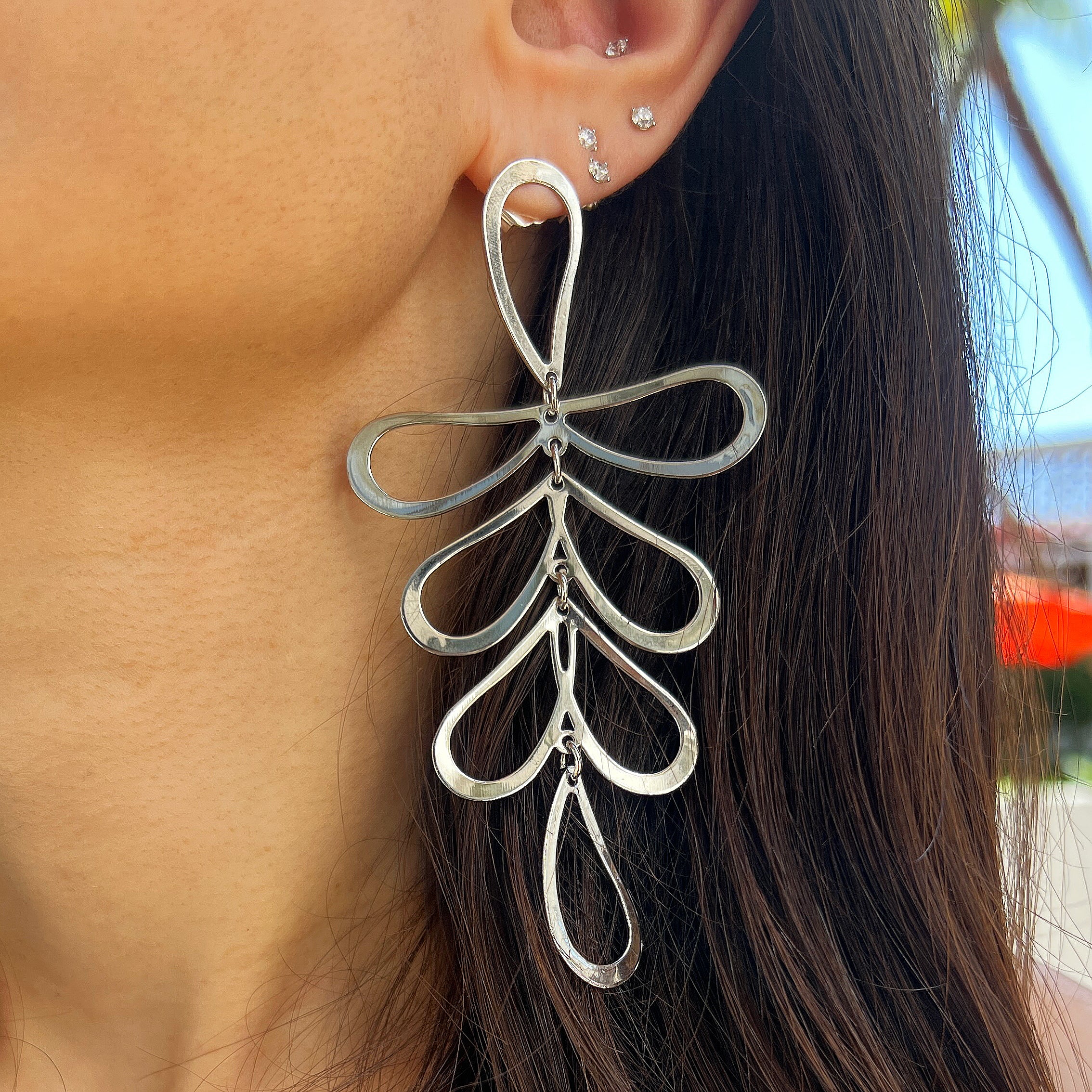 Open Leaf Earrings - Image 2