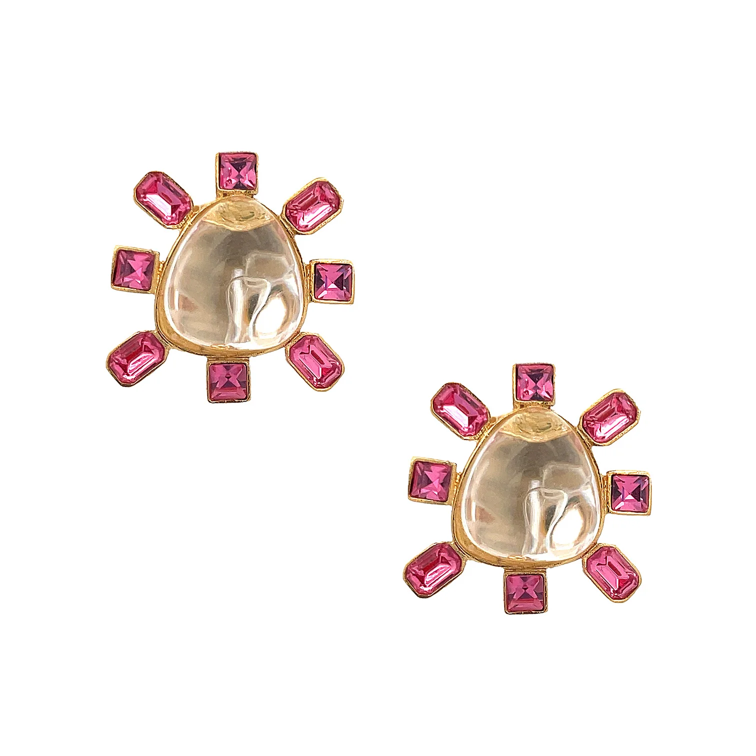 Organic Stone Clip On Earrings