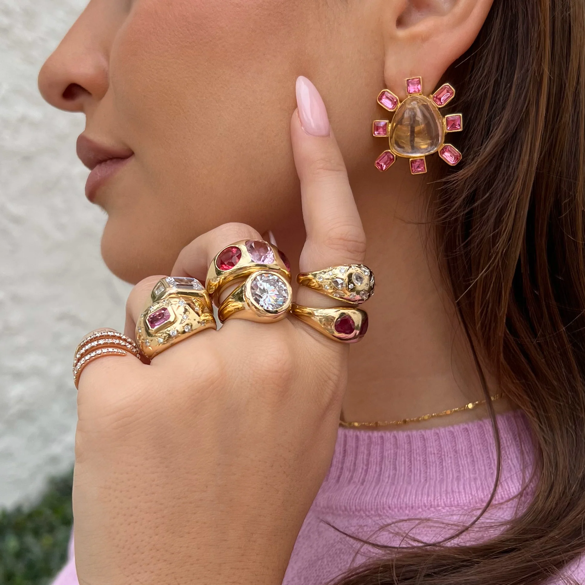 Organic Stone Clip On Earrings - Image 2