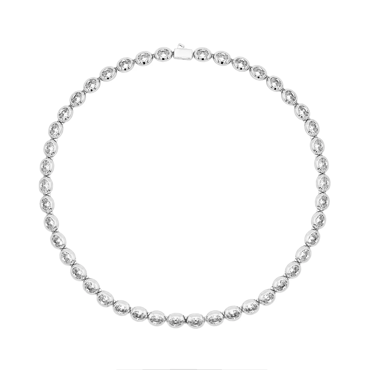 Oval Bezel Tennis Necklace