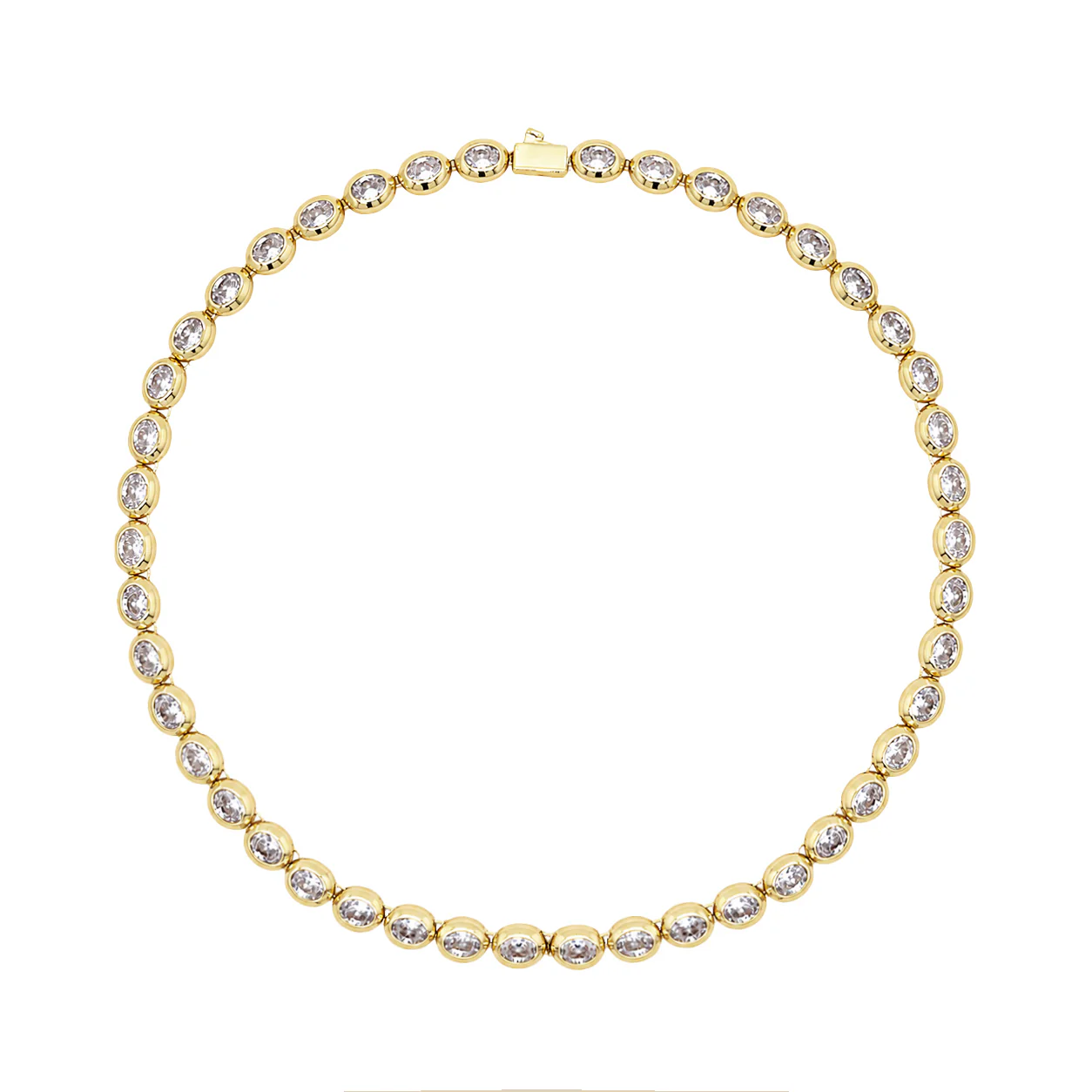 Oval Bezel Tennis Necklace
