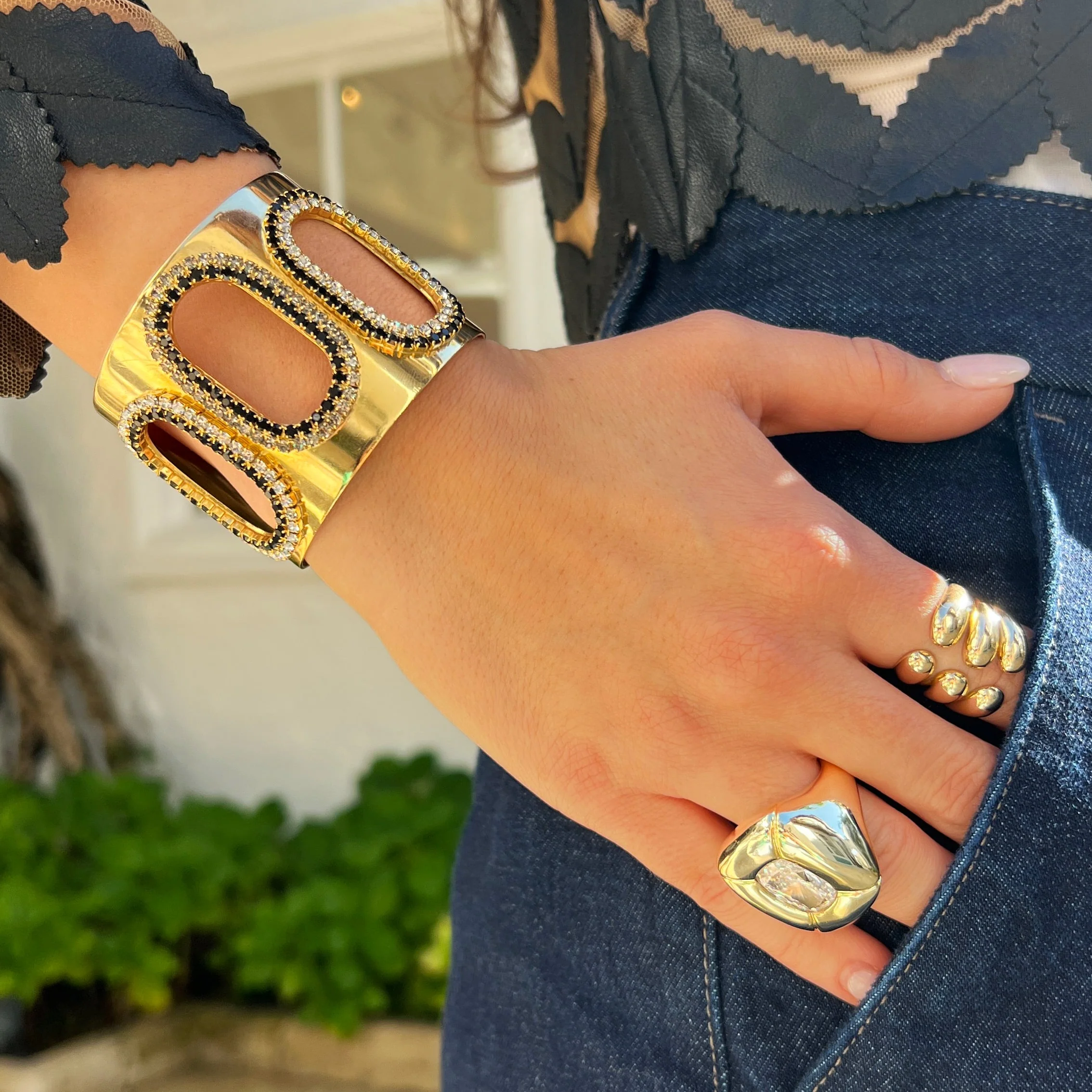 Oval Cutout Cuff Bracelet - Image 2