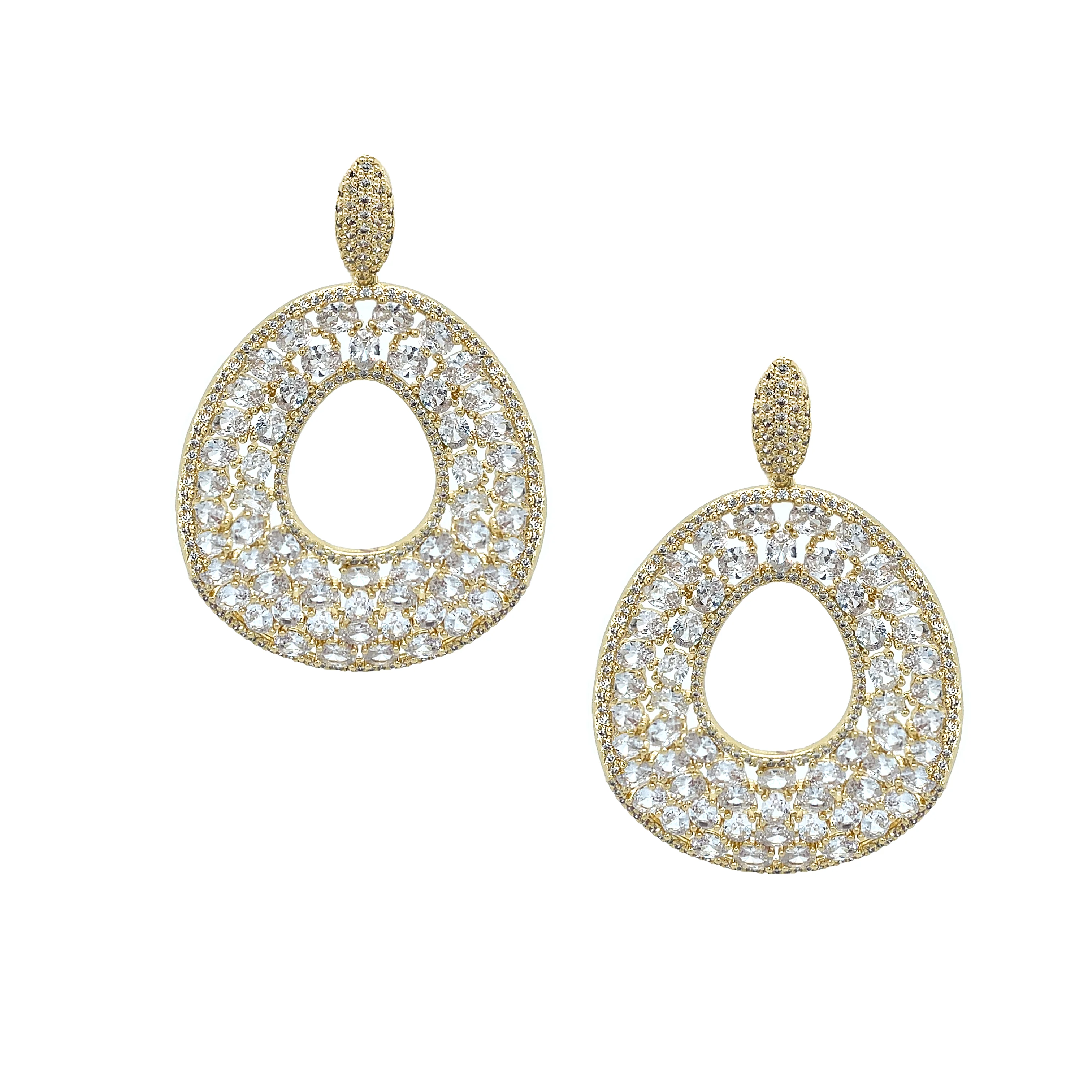 Oval Halo Drop Earrings