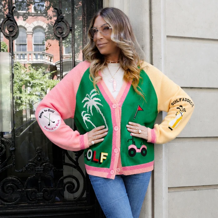 Pink Golf Cardigan Sweater - Image 3