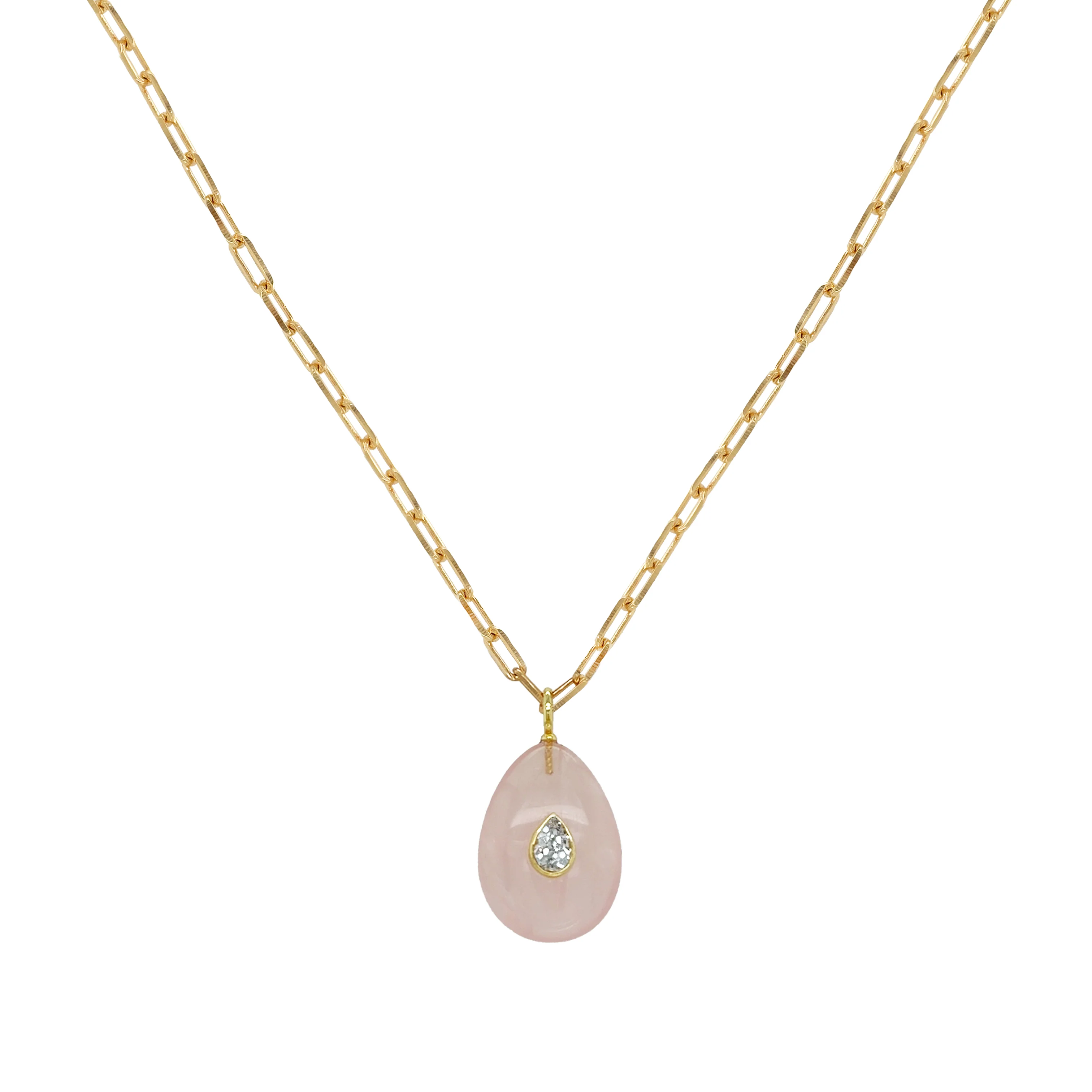 Pink Quartz Chain Necklace