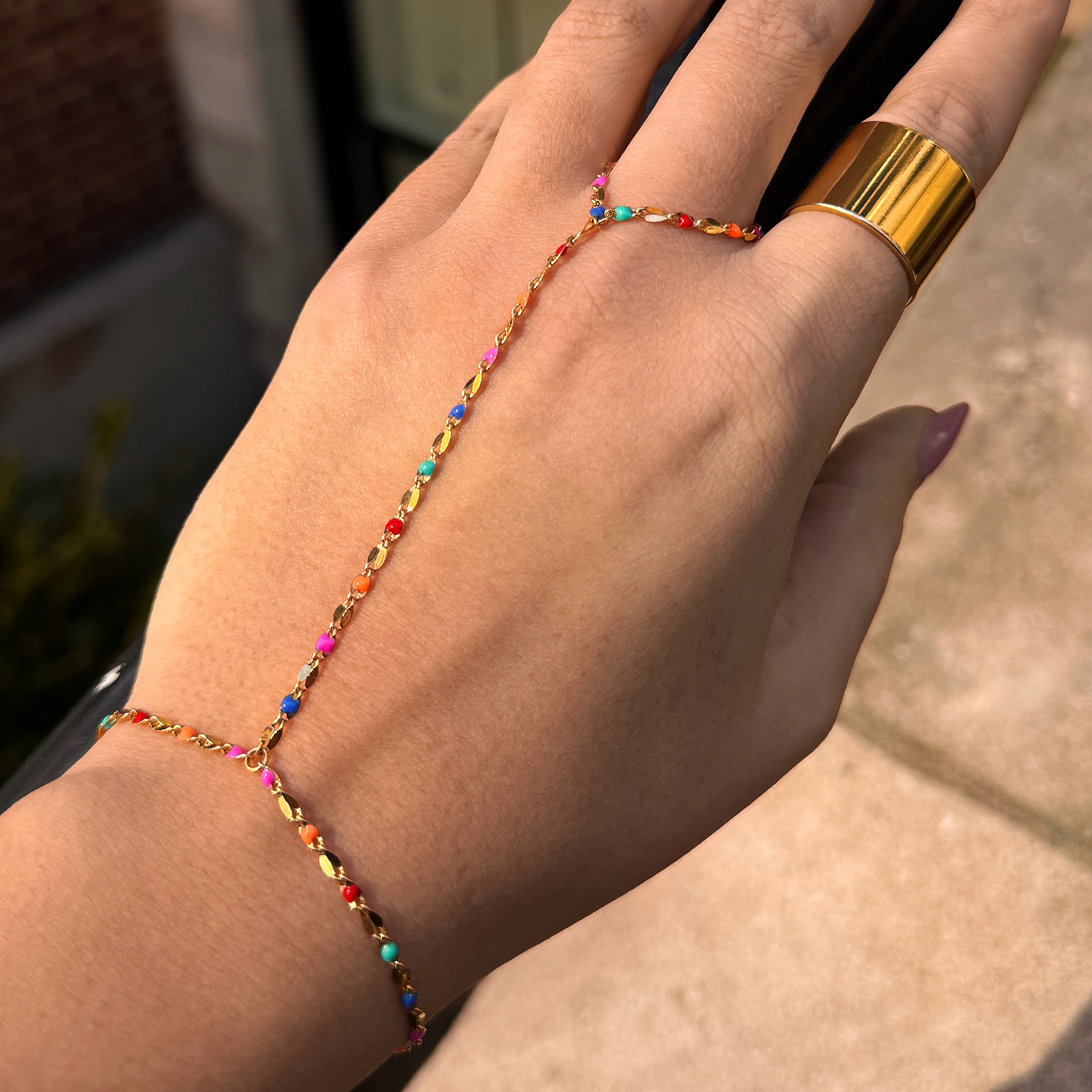 Rainbow Hand Chain Bracelet - Image 2