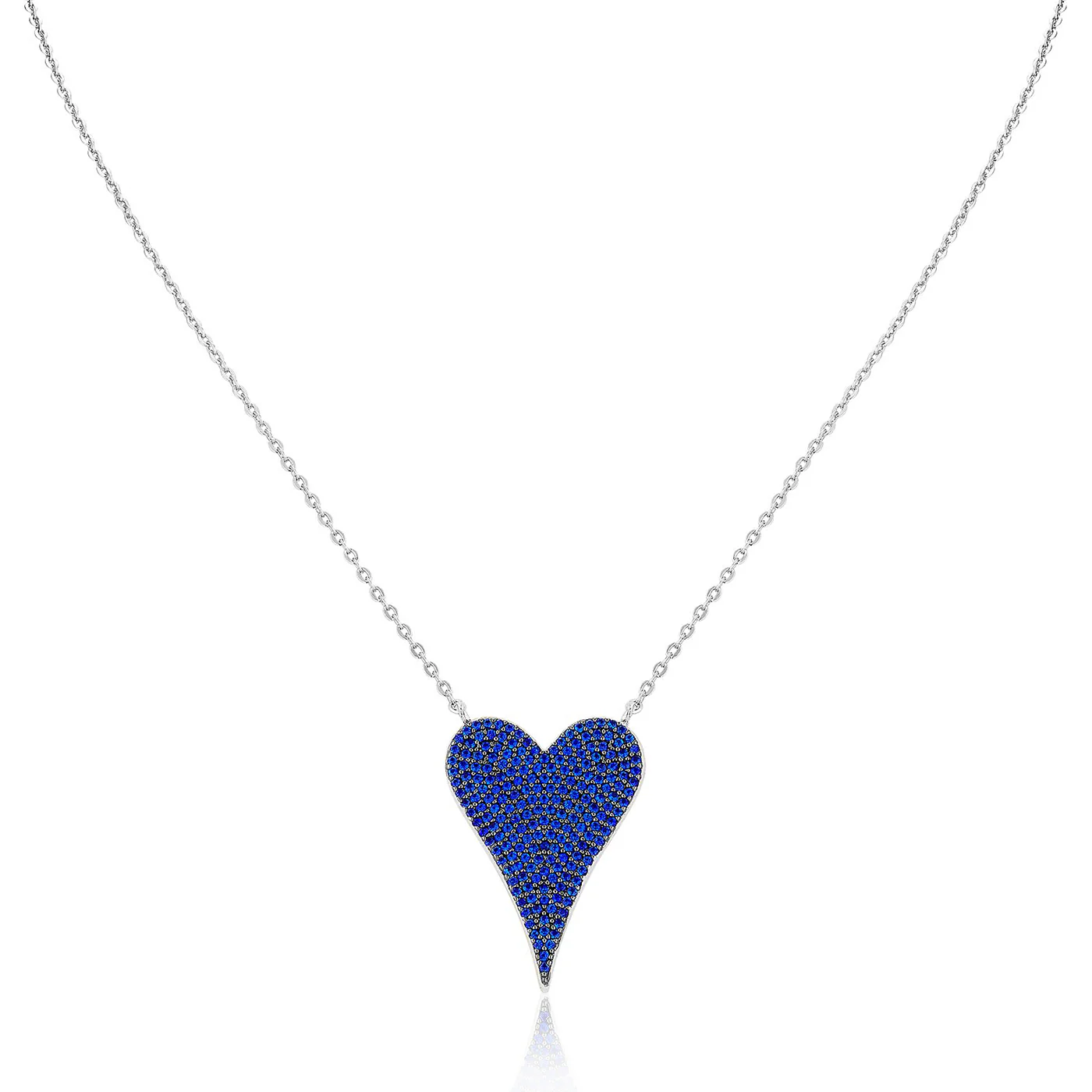 Blue & Clear Reversible Heart Necklace