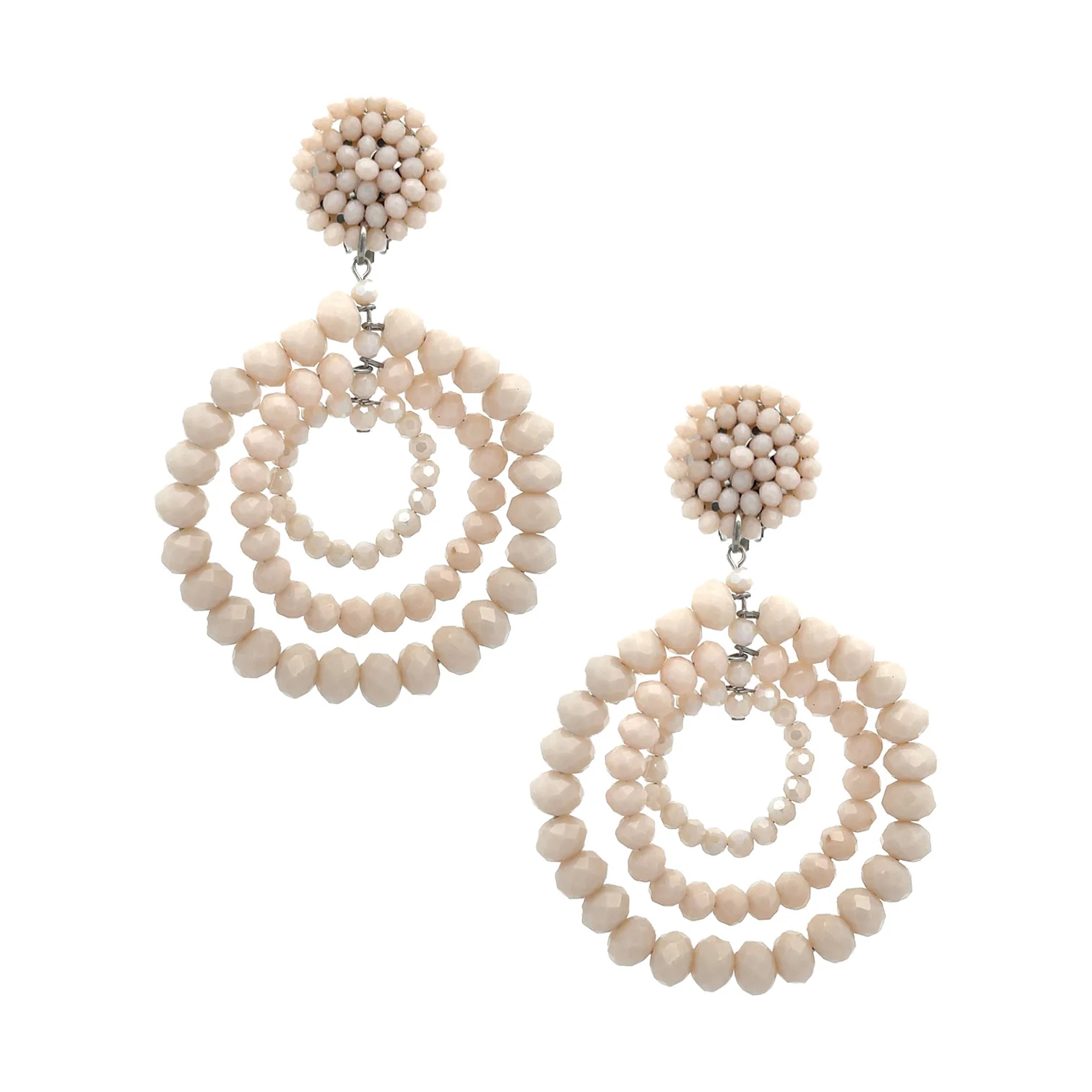 Round Beaded Clip On Earrings