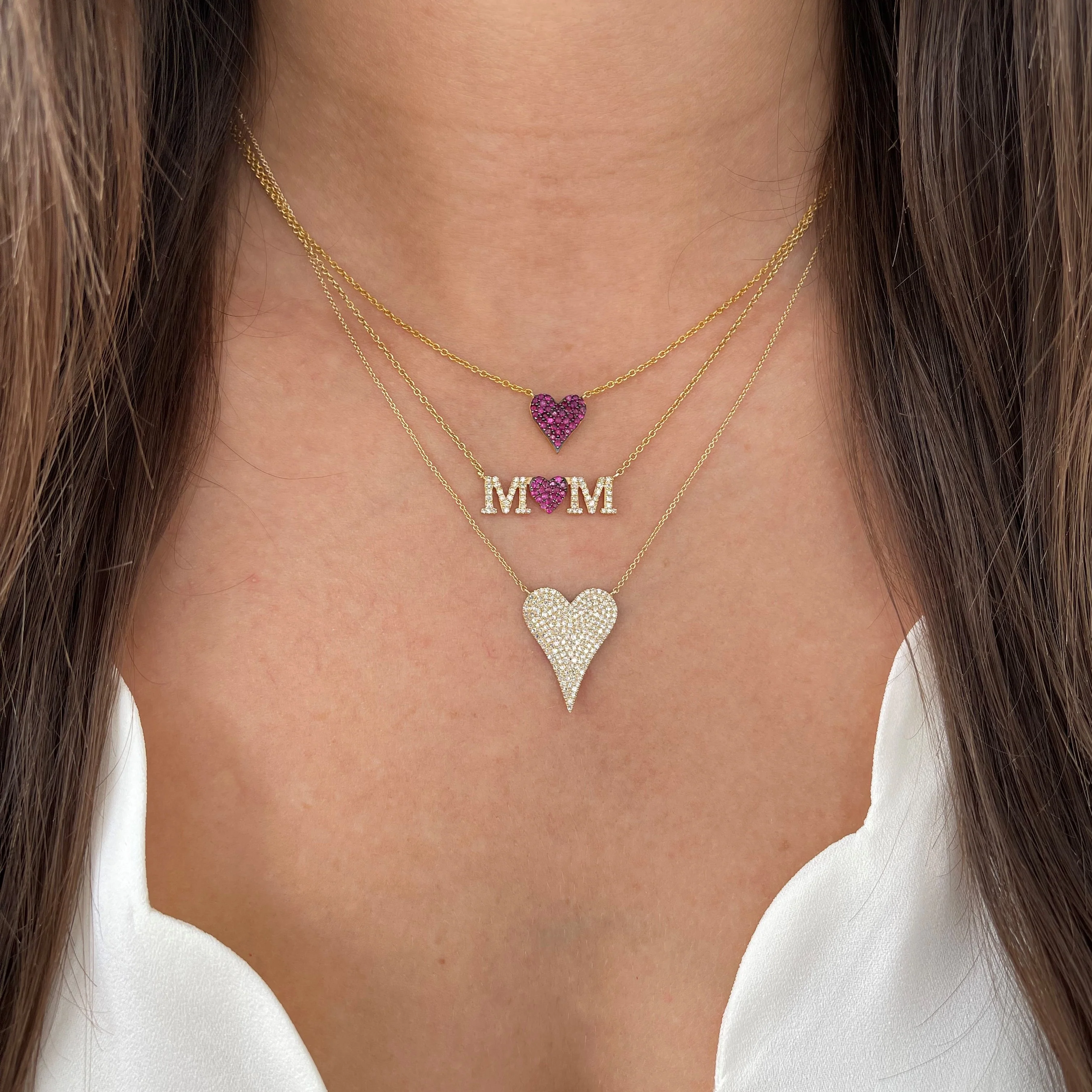 Ruby & Diamond Heart Necklace - Image 3
