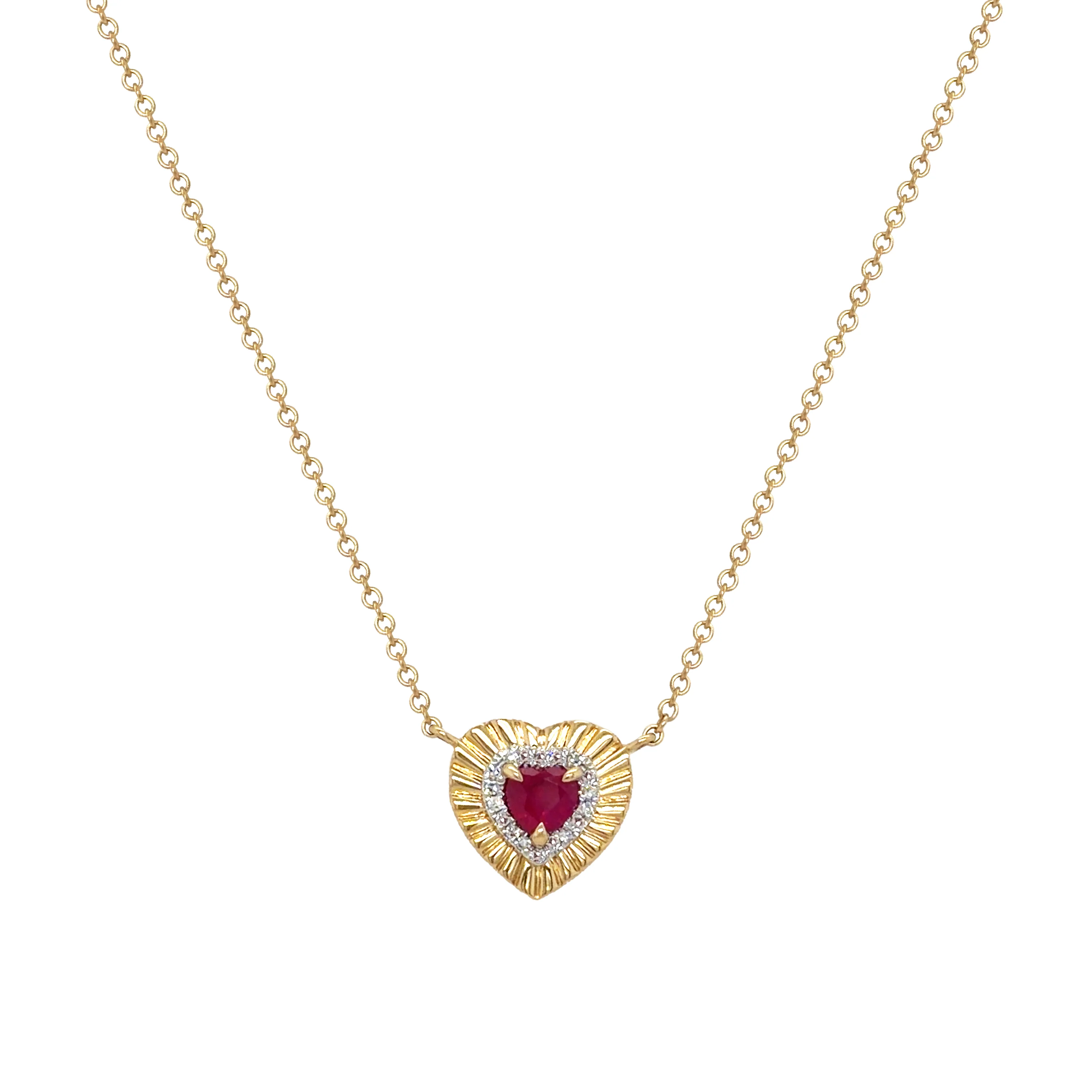 Ruby & Diamond Heart Necklace