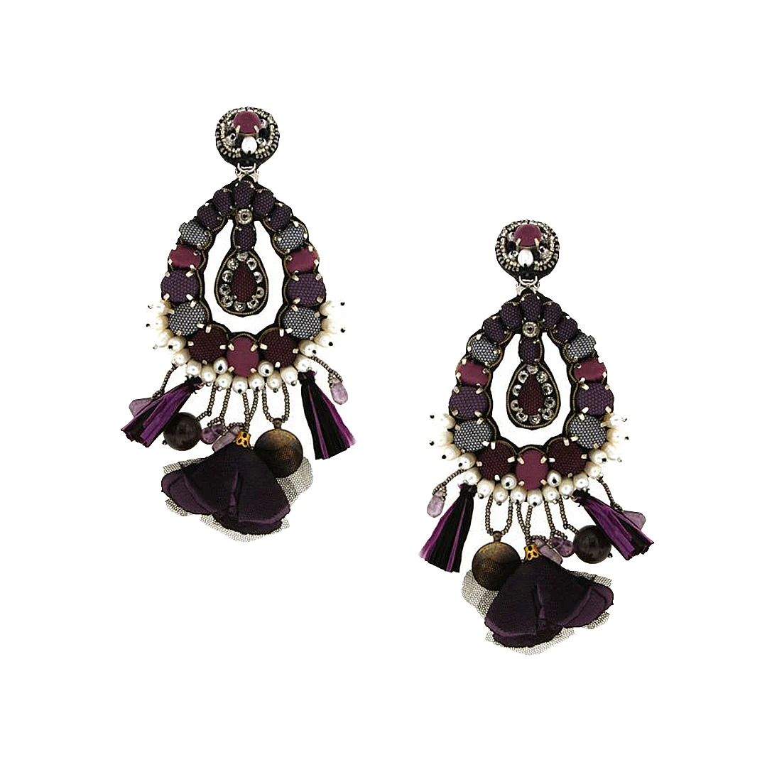 SALE Beaded Flower Clip On Earrings