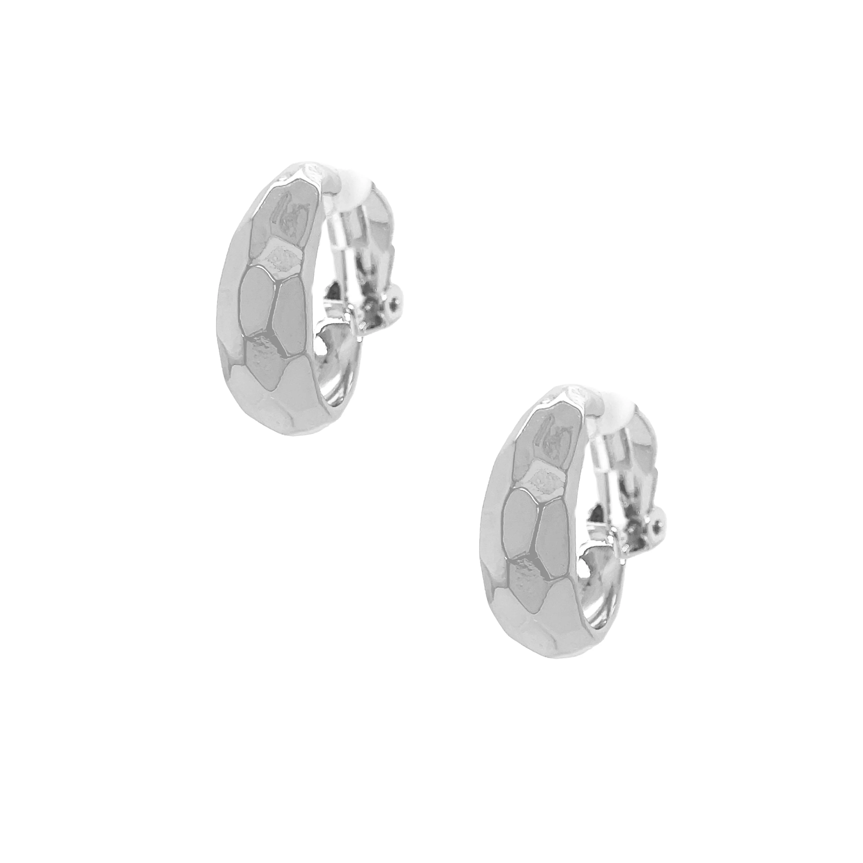 SALE Textured Hoop Clip On Earrings