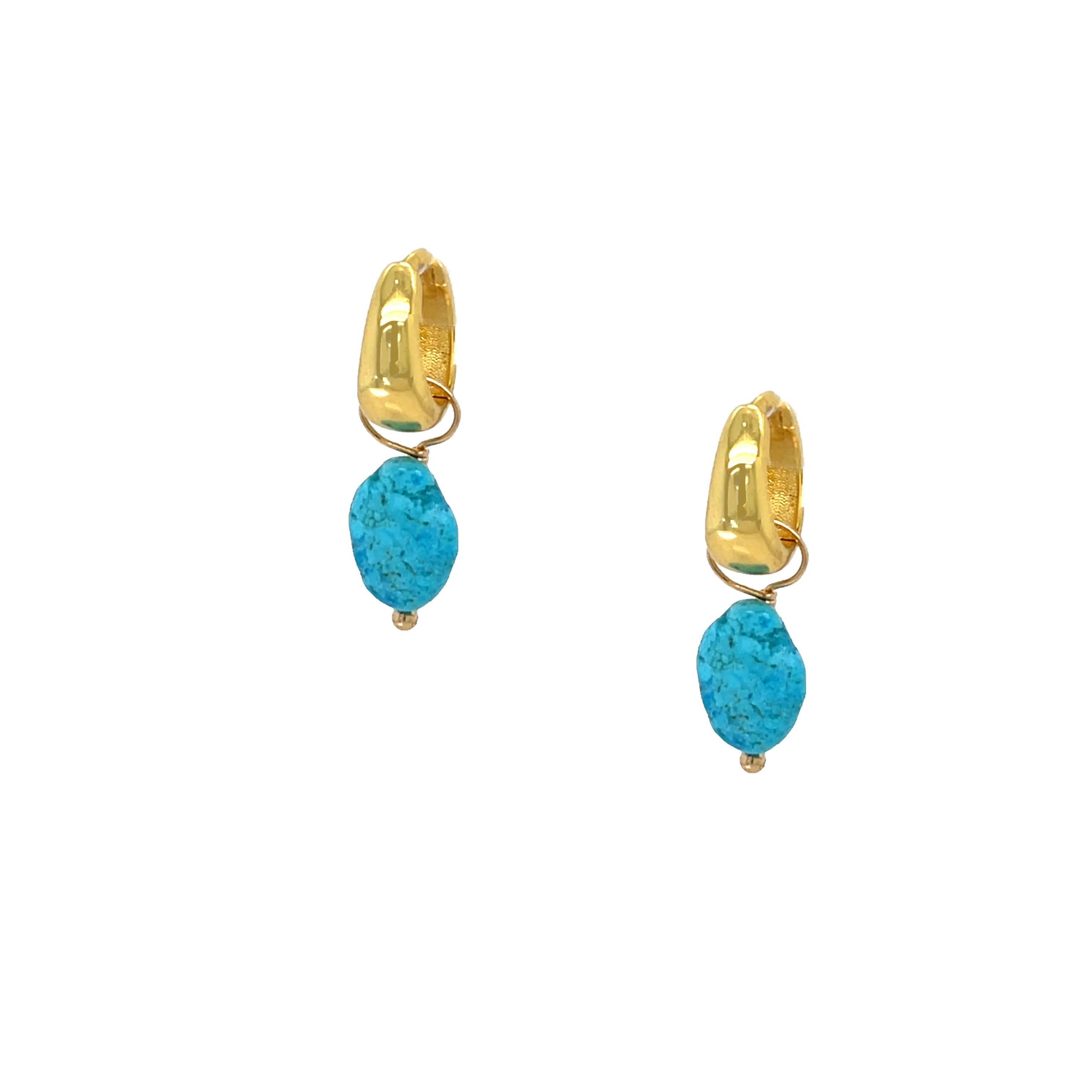 SALE Turquoise Huggie Earrings