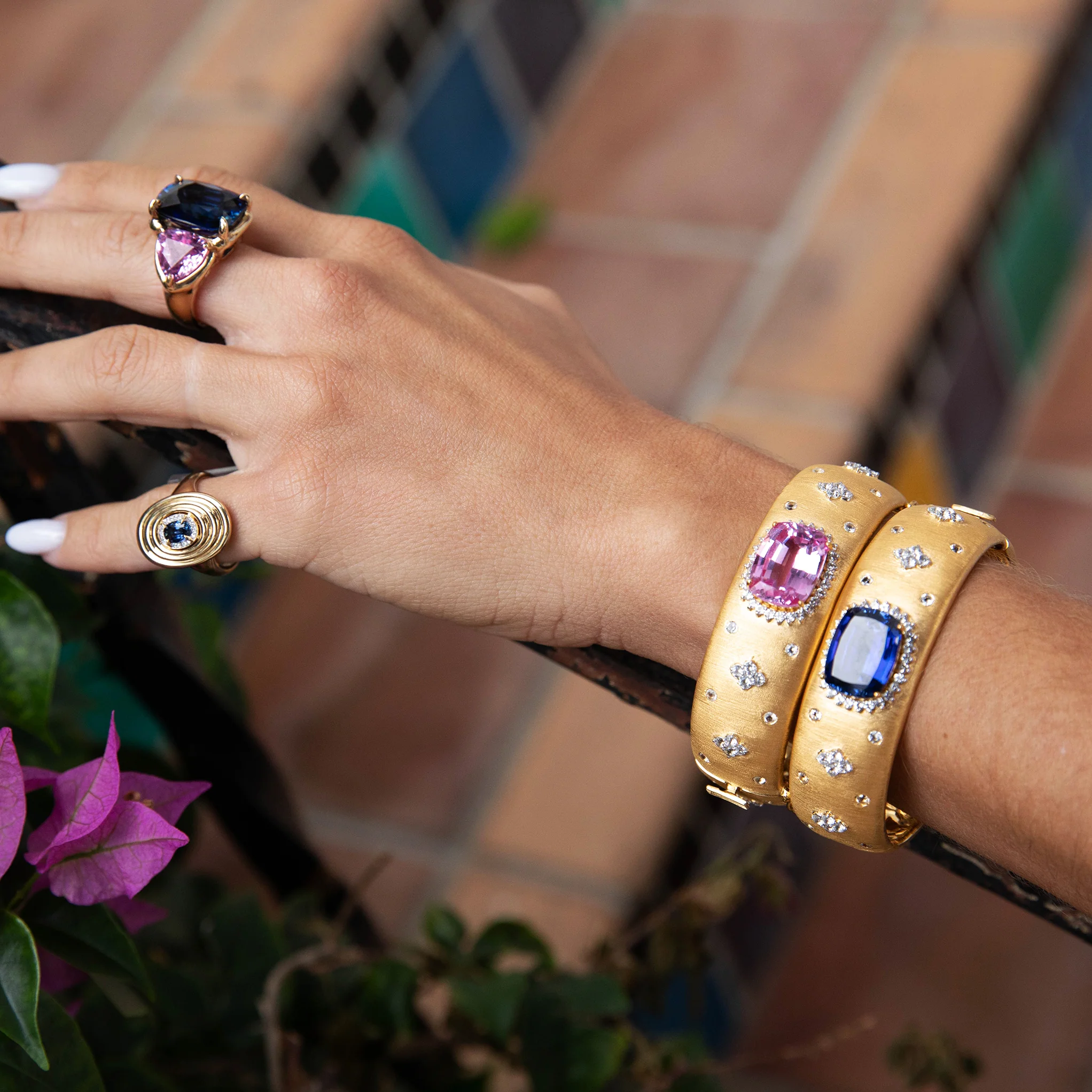 SALE Sapphire & Topaz Bangle Bracelet - Image 2