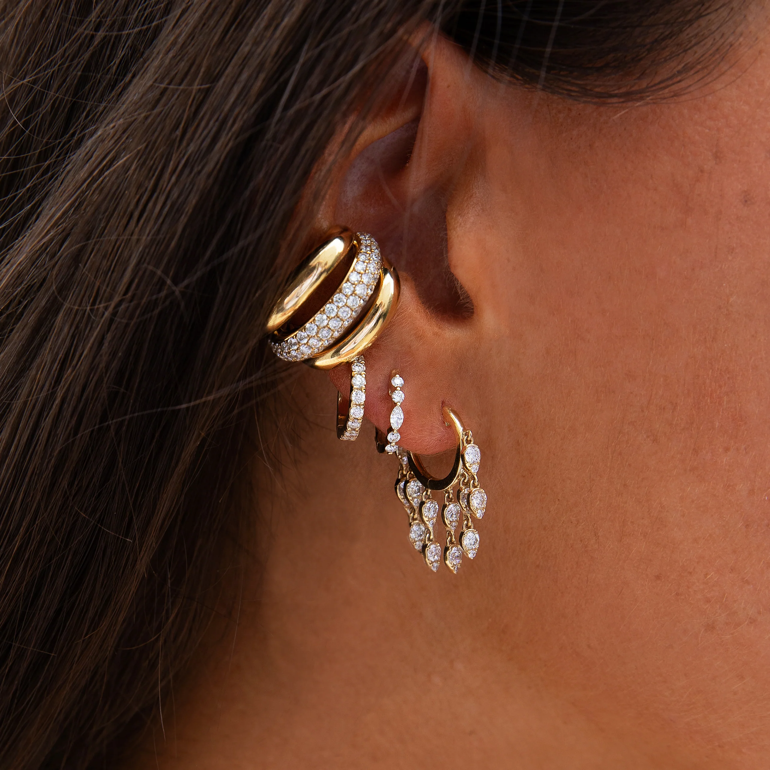 Small Diamond Huggie Earrings - Image 2