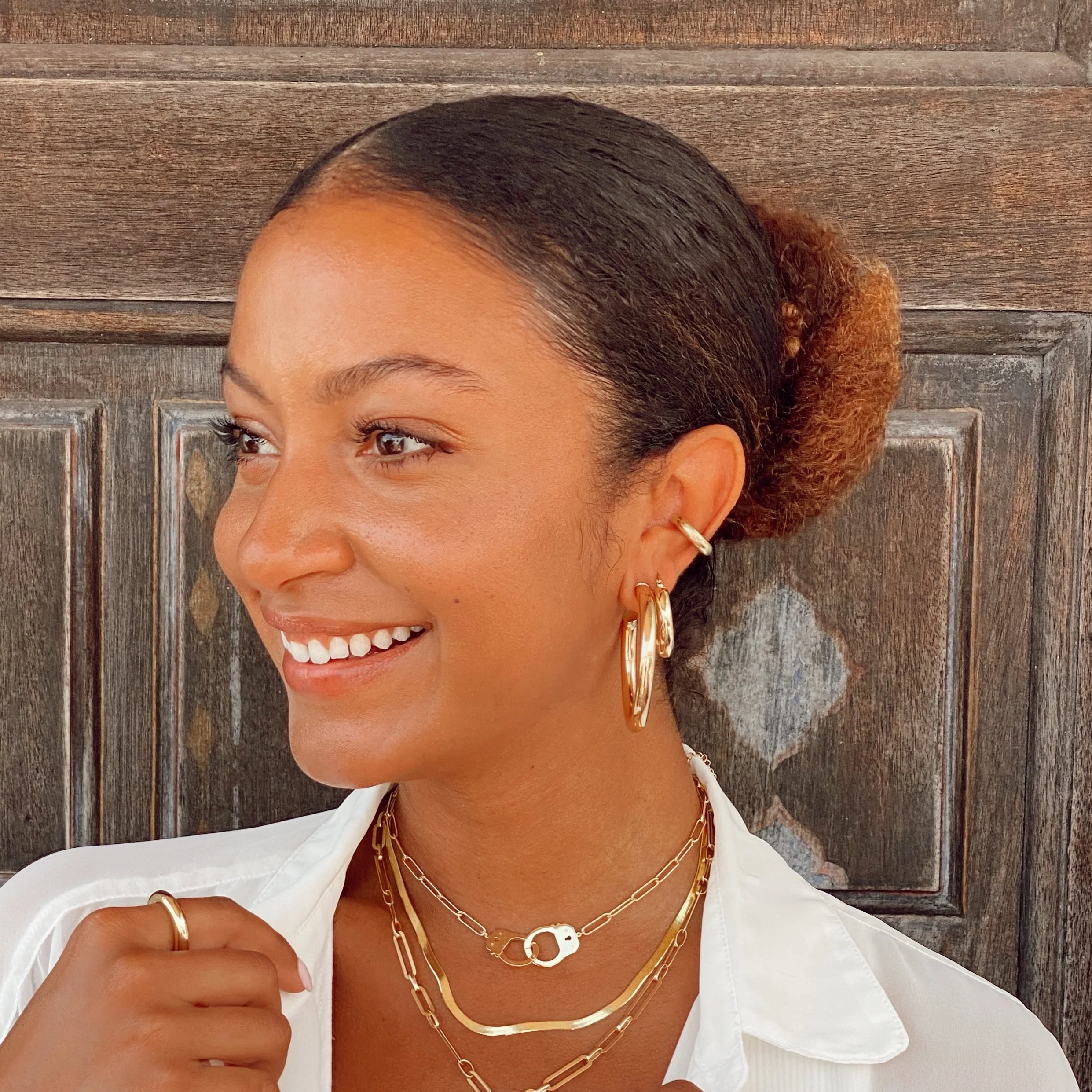 Small Thick Hoop Earrings - Image 2