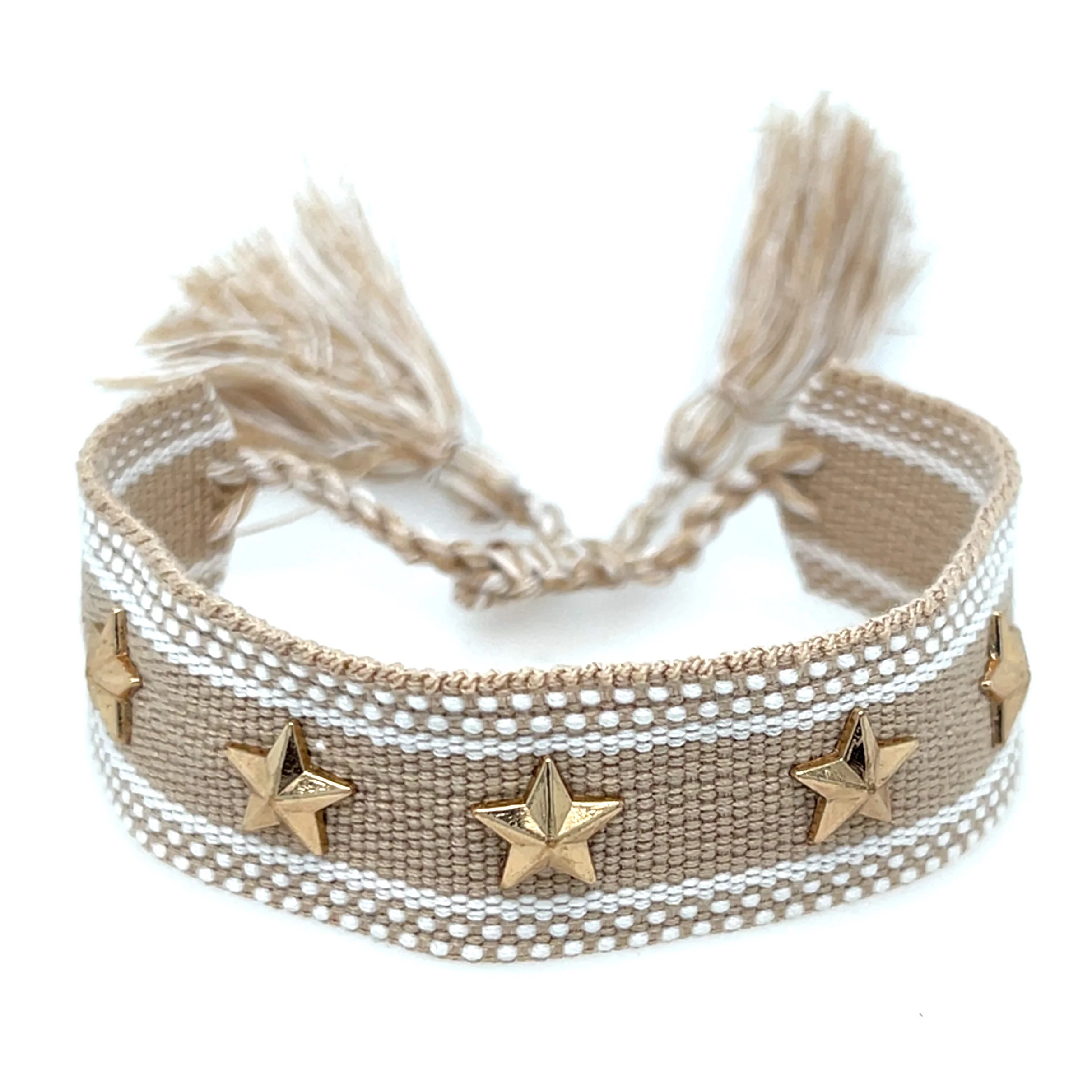 Tan Fabric Star Bracelet