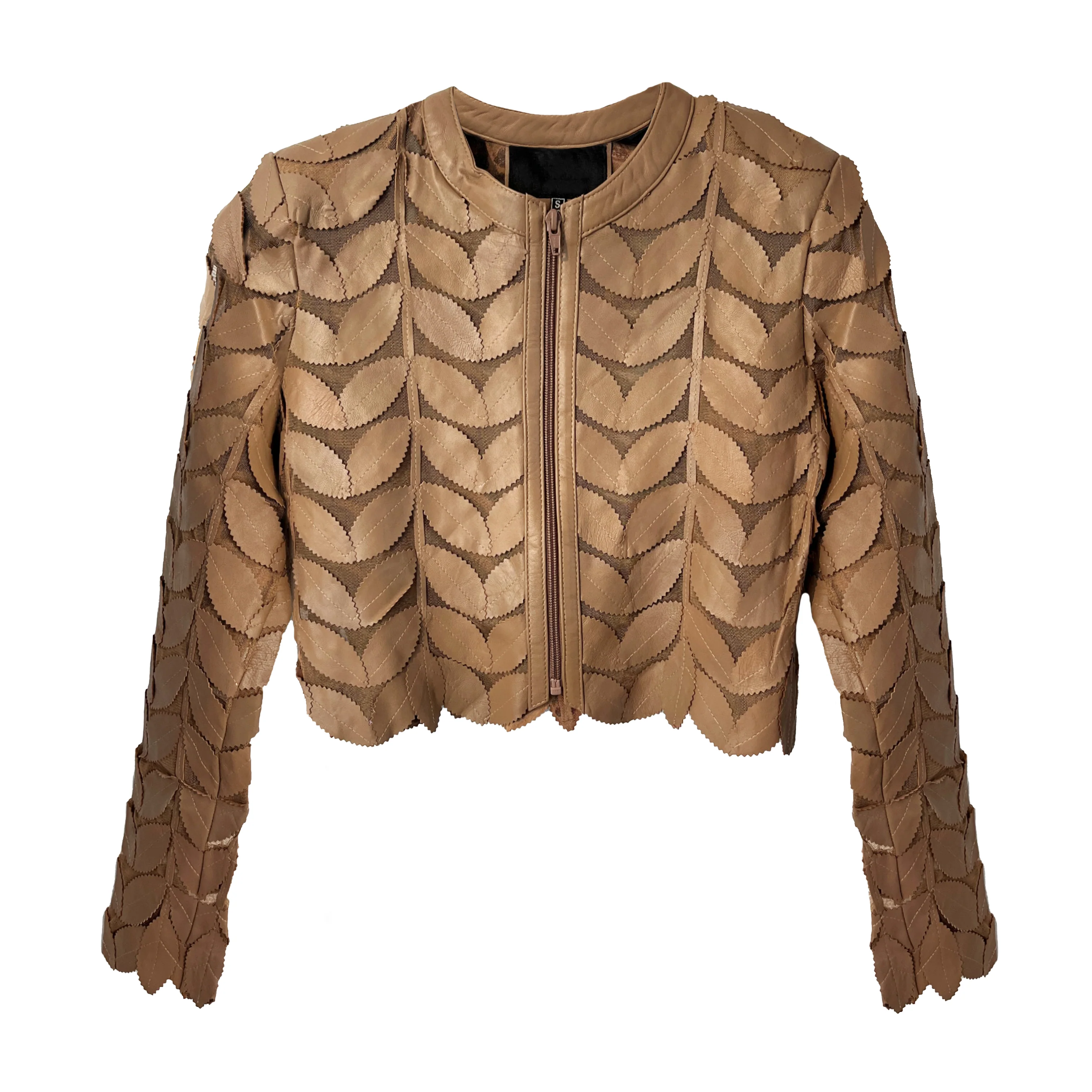 Taupe Leaf Cropped Jacket