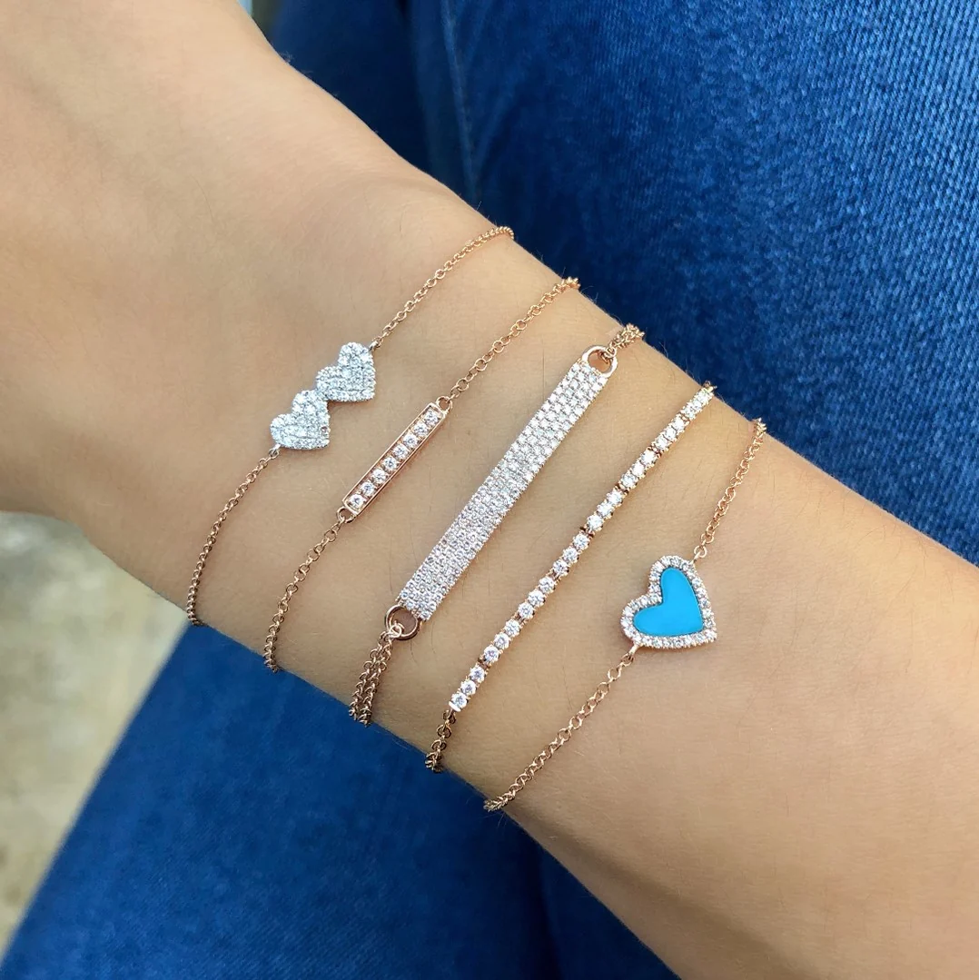 Turquoise & Diamond Heart Bracelet - Image 2