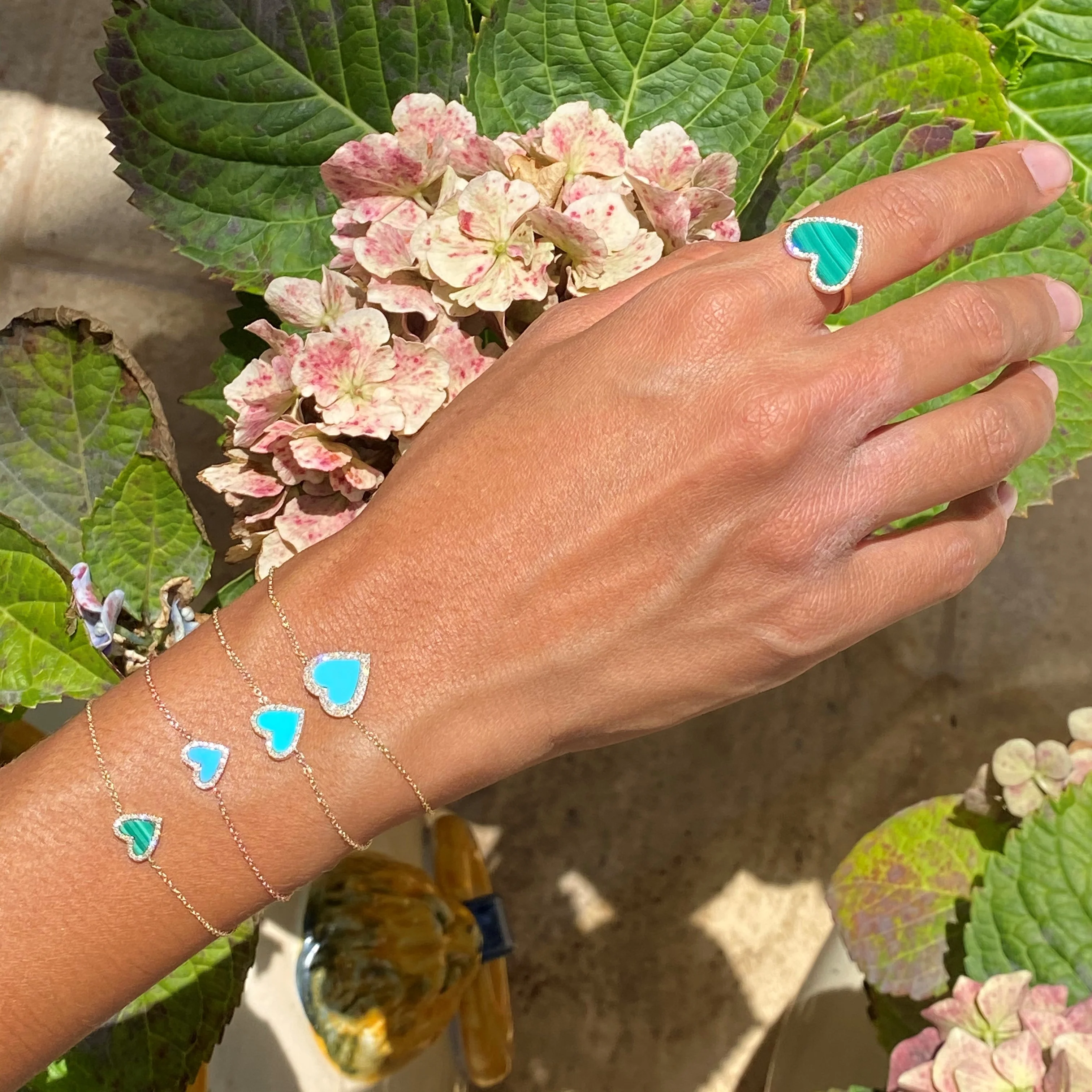 Turquoise & Diamond Heart Bracelet - Image 4