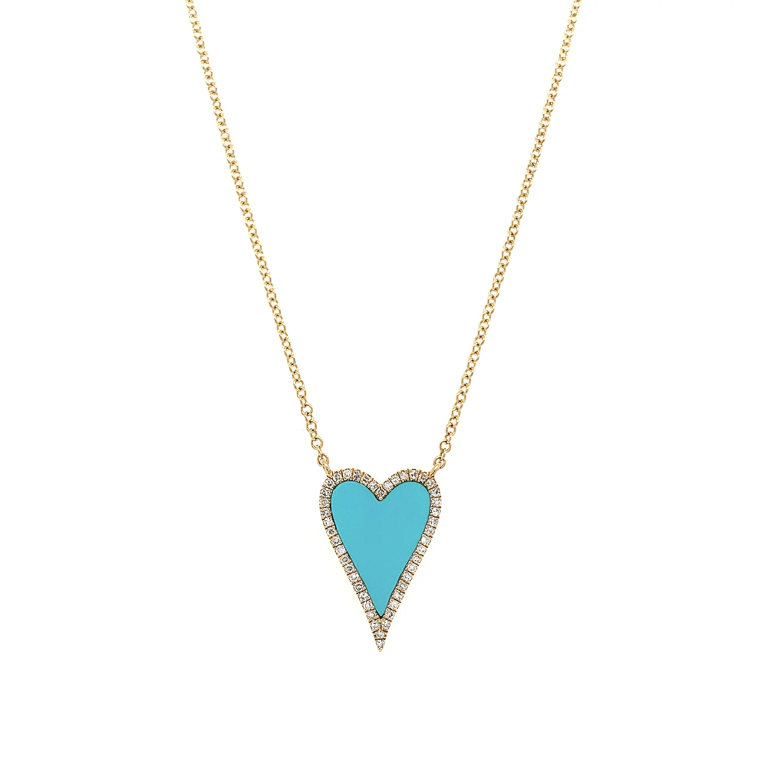 Turquoise & Diamond Heart Necklace