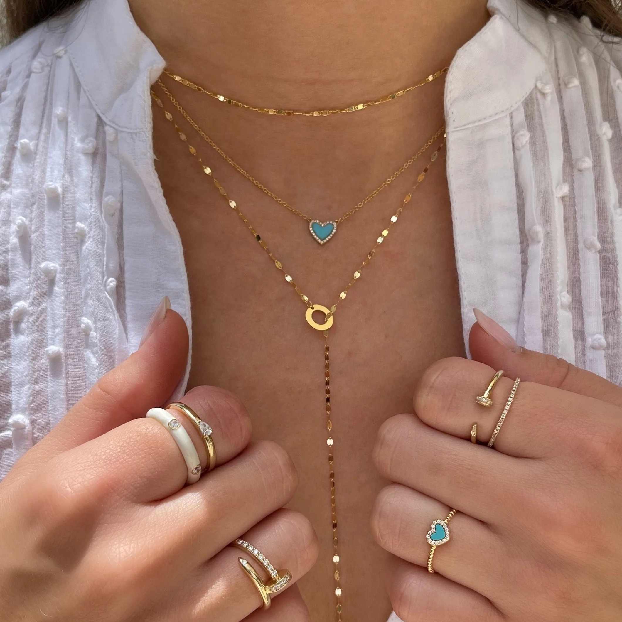 Turquoise & Diamond Heart Necklace - Image 2