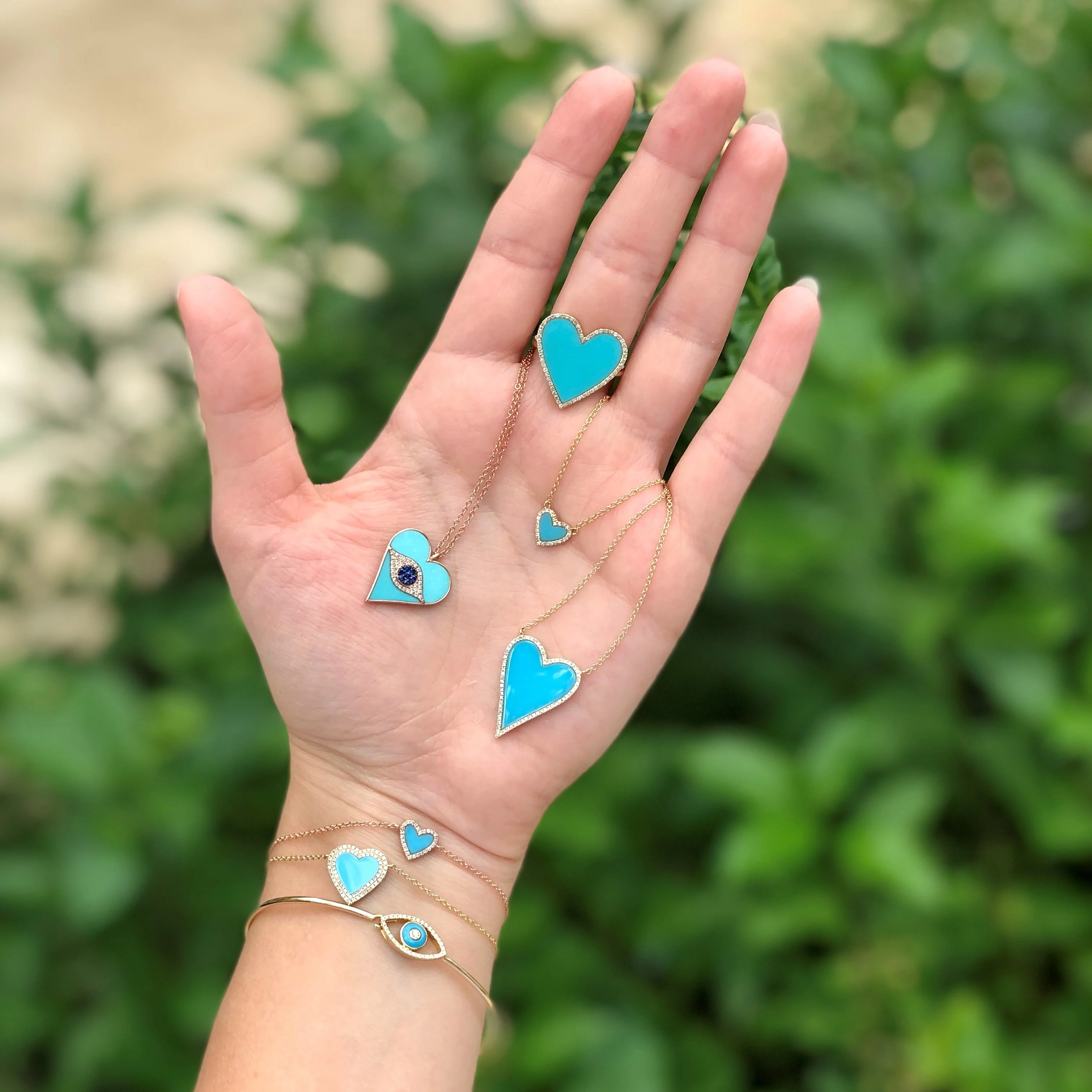 Turquoise & Diamond Heart Necklace - Image 3