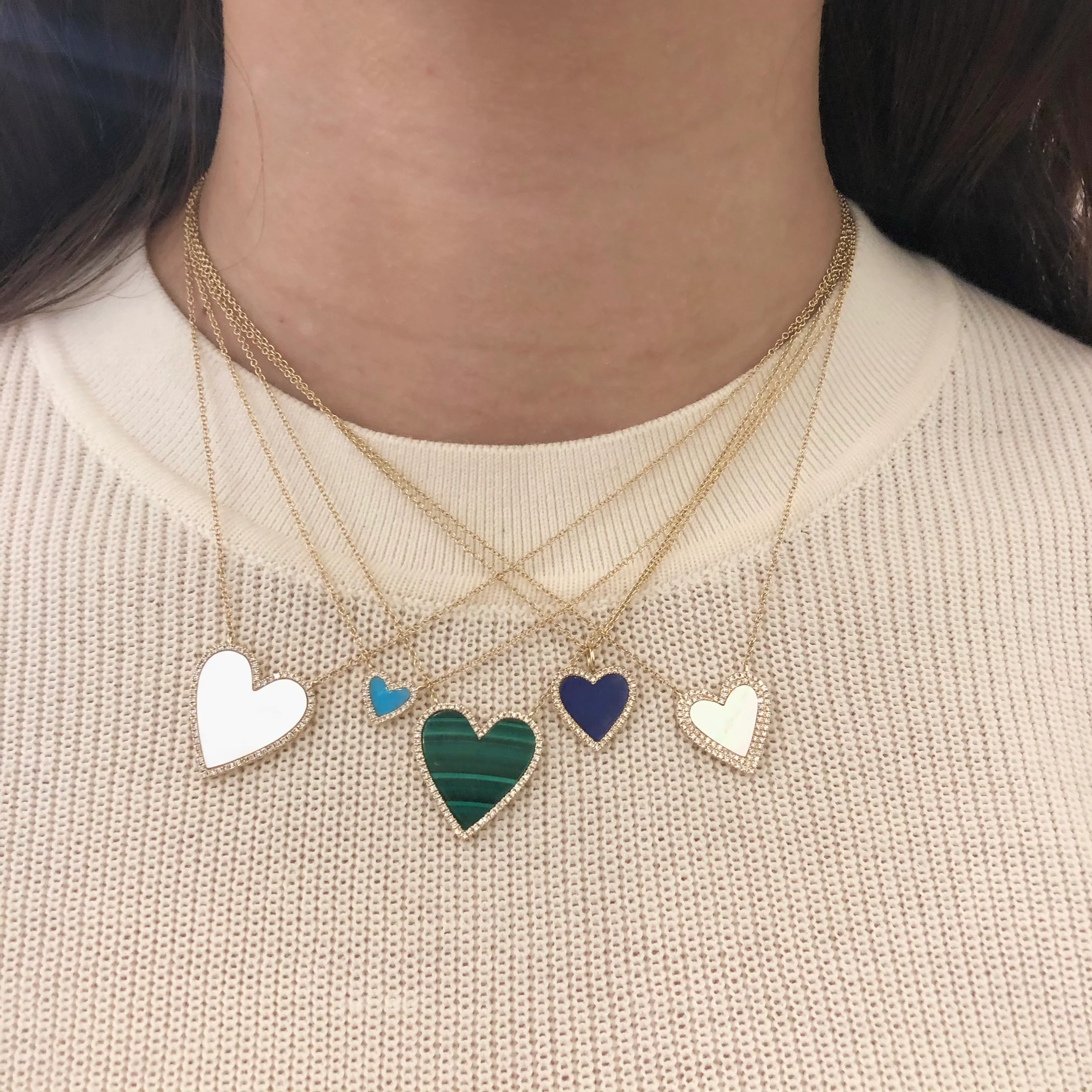 Turquoise & Diamond Heart Necklace - Image 4