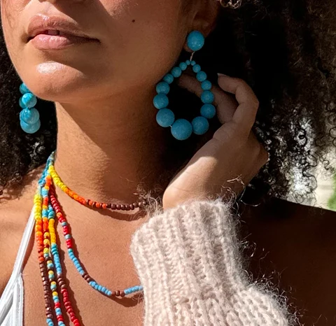Teardrop Bead Earrings - Image 2