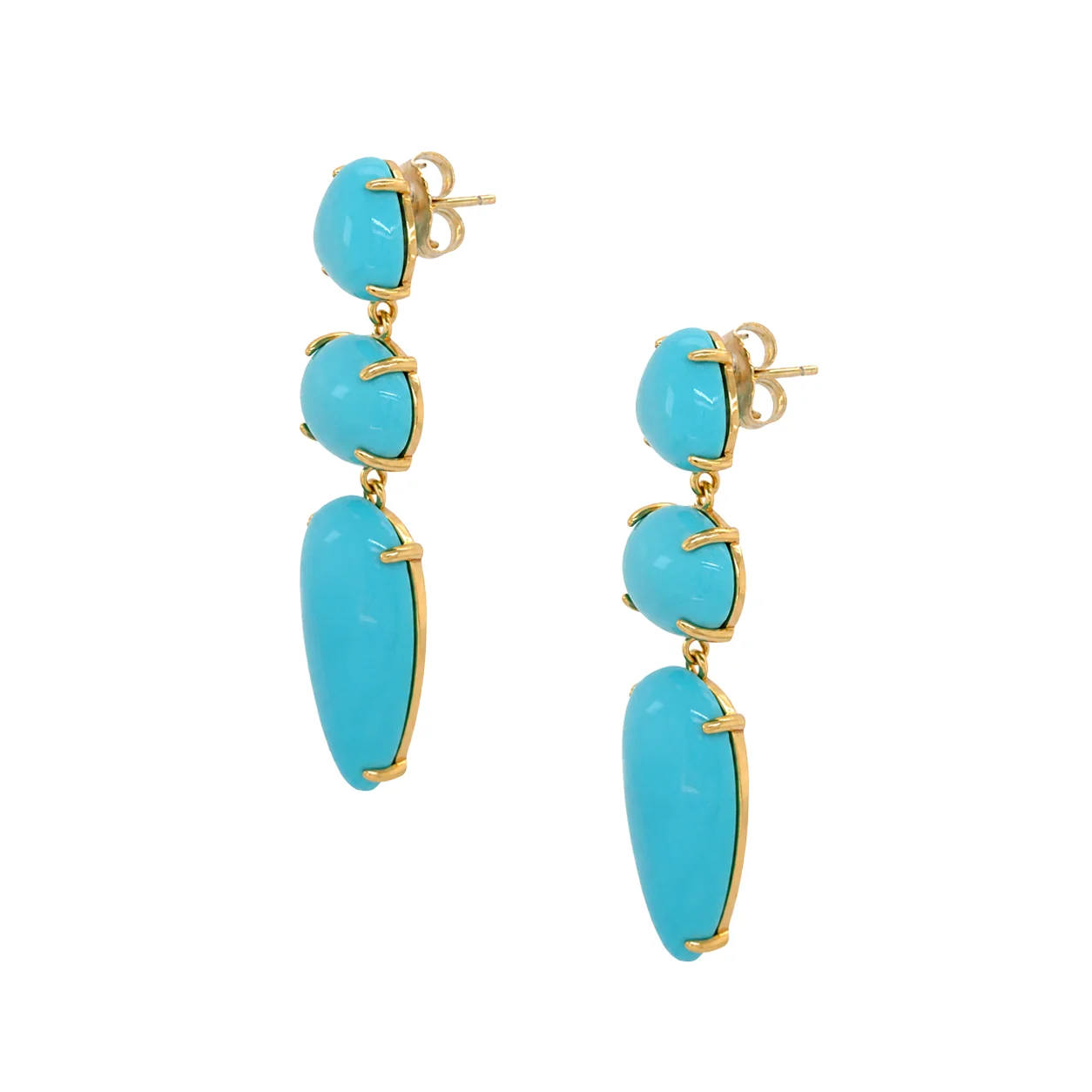 Turquoise Triple Drop Earrings - Image 2