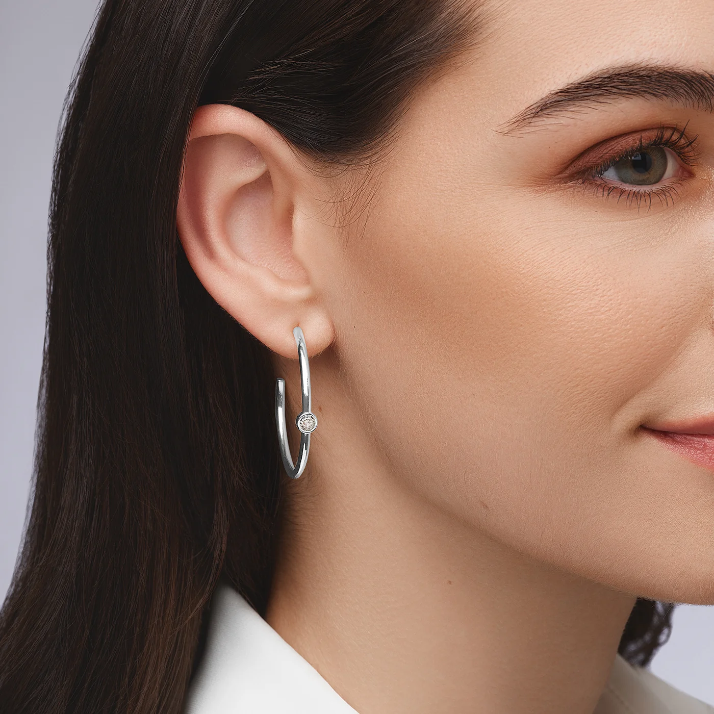 Bezel Hoop Earrings - Image 2