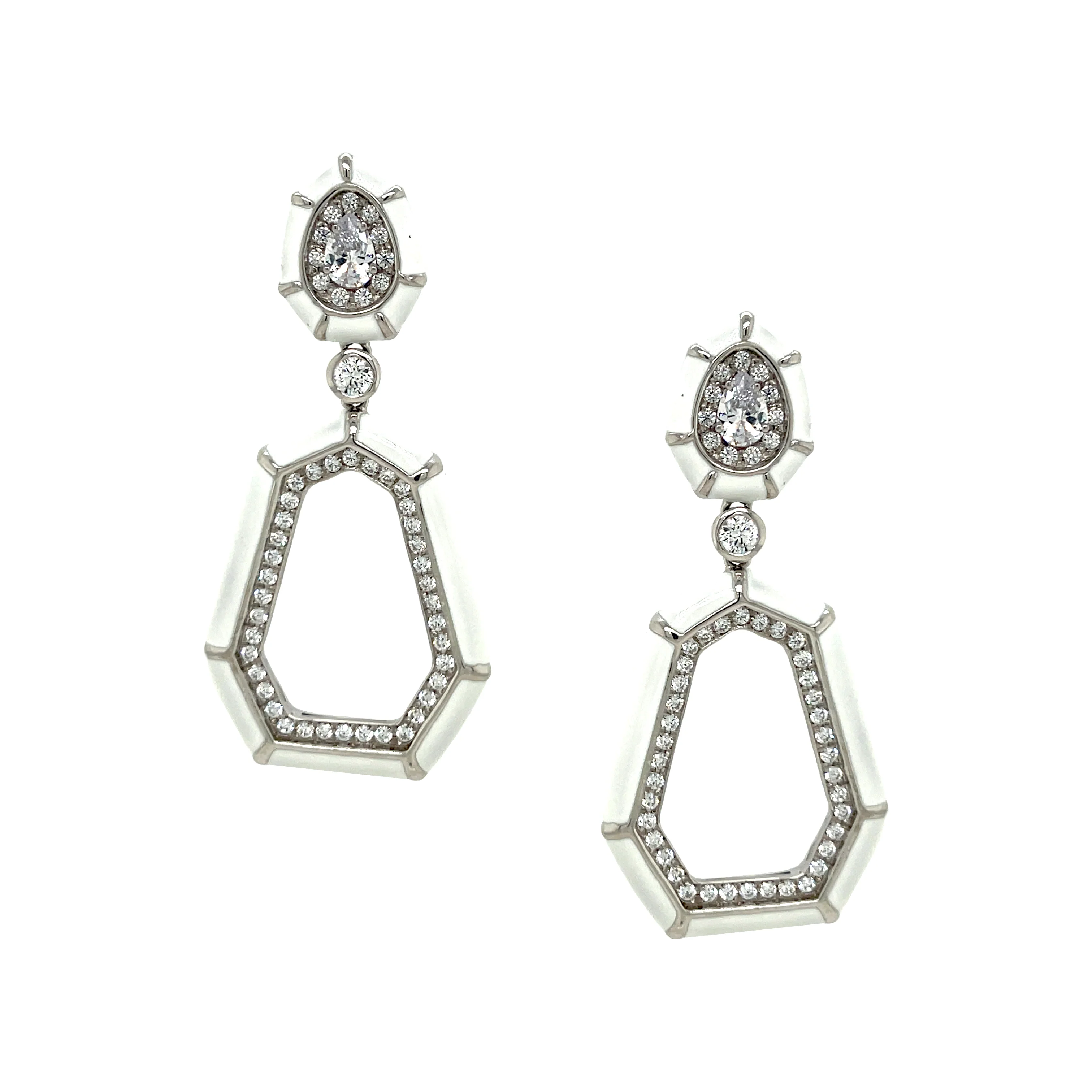 SALE White Enamel Earrings