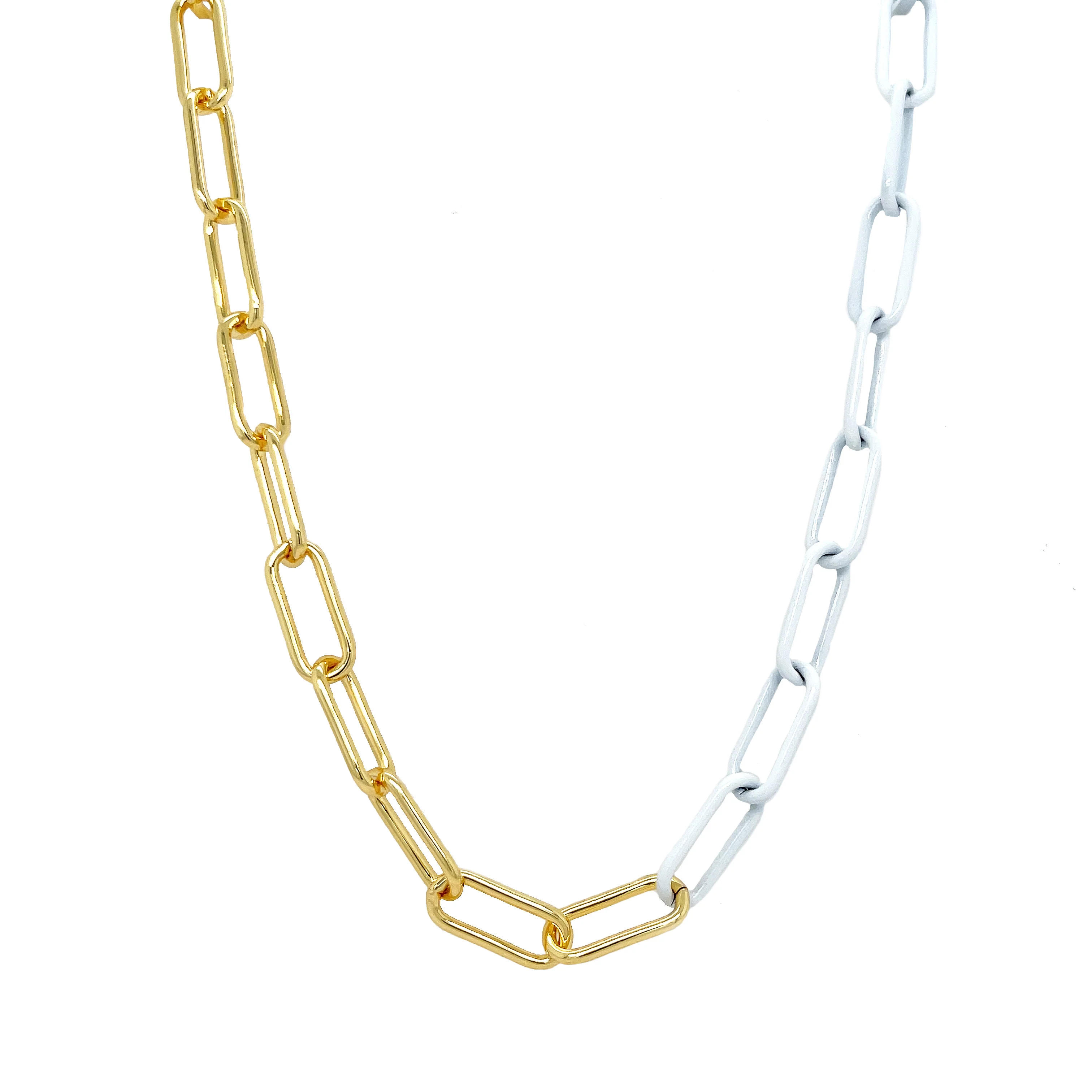 White Paperclip Chain Necklace