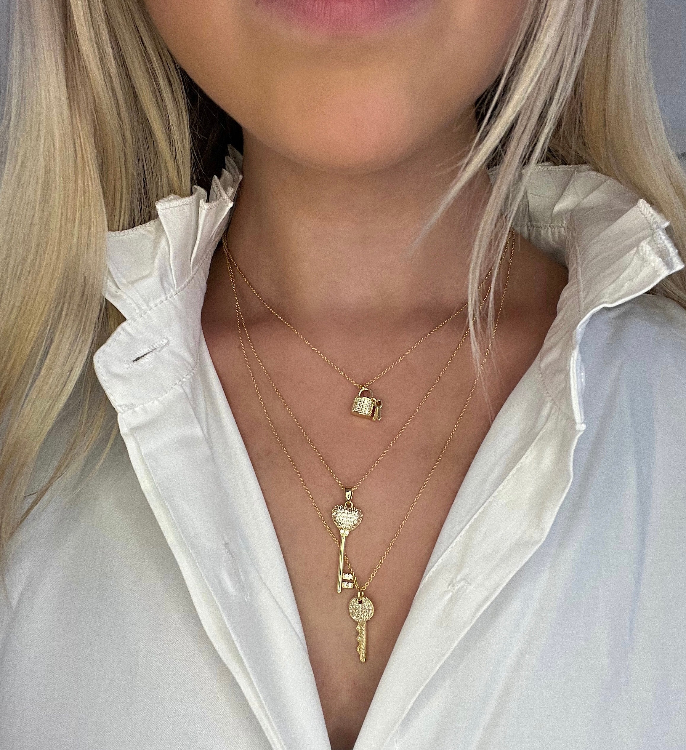 Yellow Gold Triple Layer Necklace - Image 2